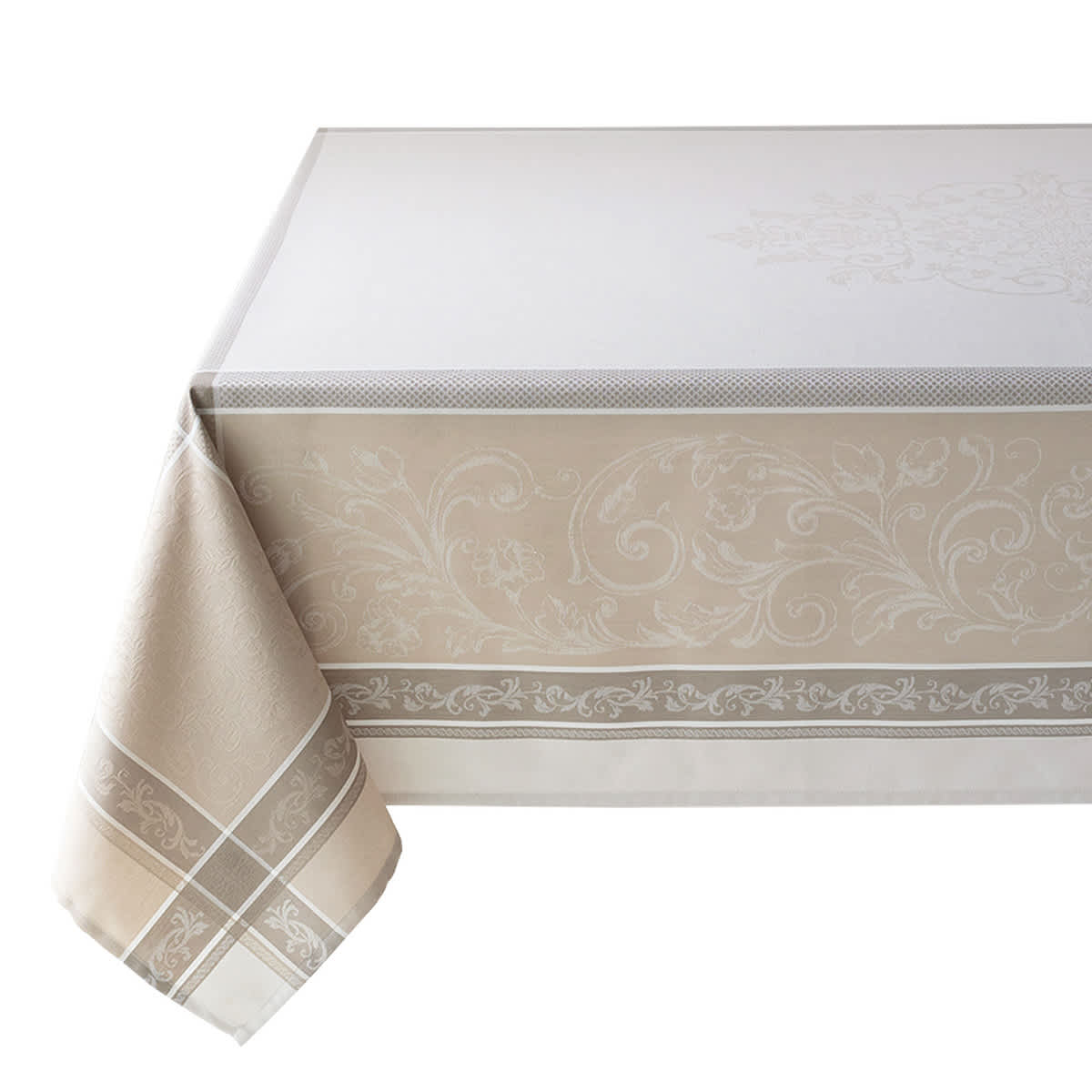 Cassandra Natural Jacquard Tablecloth, 60x104