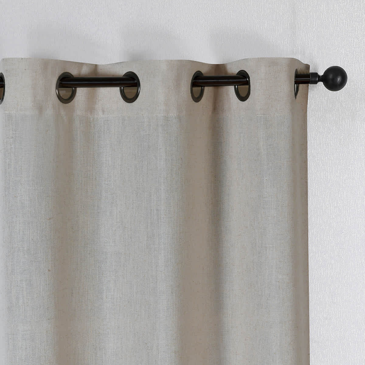 Beige Linen Blend Blackout Grommet Single Curtain Panel, 84"