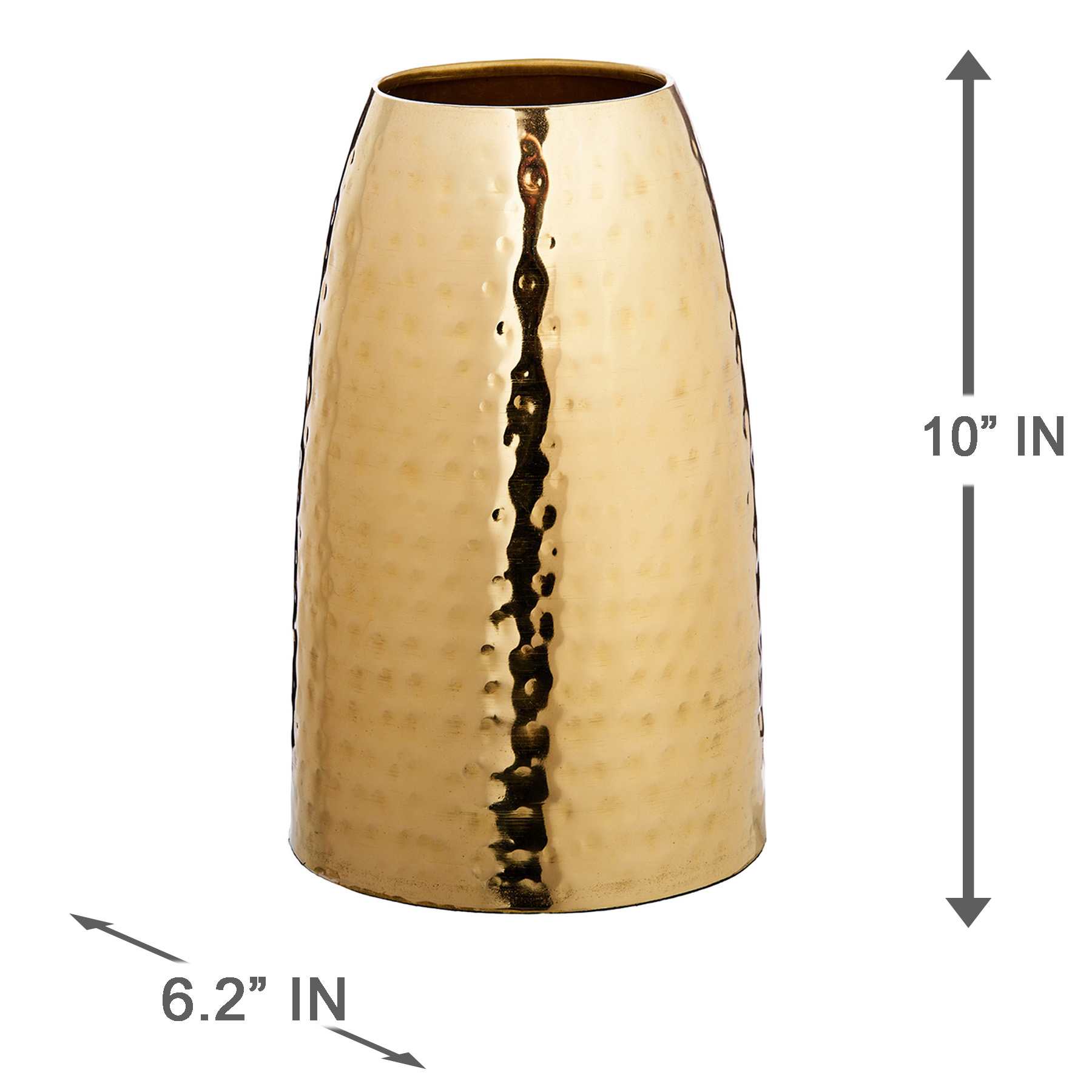Gold Hammered Vase, 10"