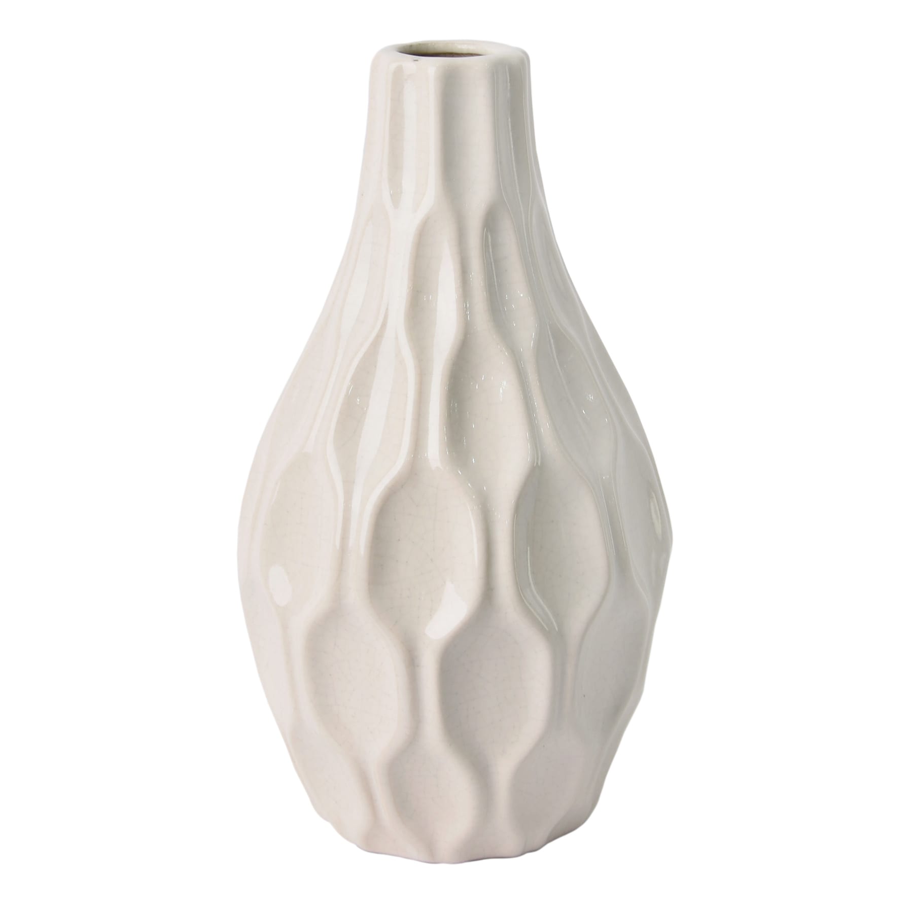 Honeybloom White & Grey Katherine Vase, 12"