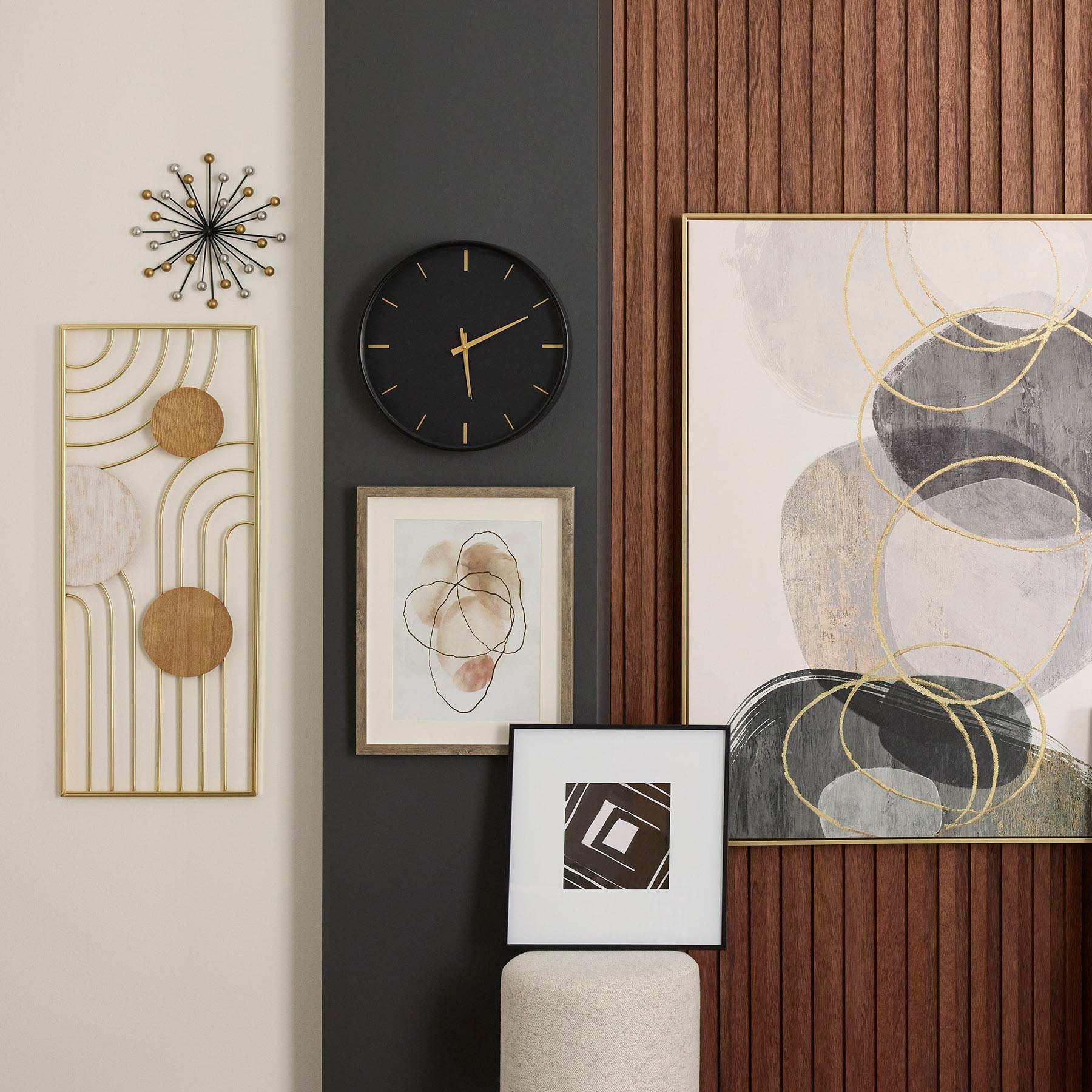 Crosby St. Black & Gold Round Wall Clock, 16"
