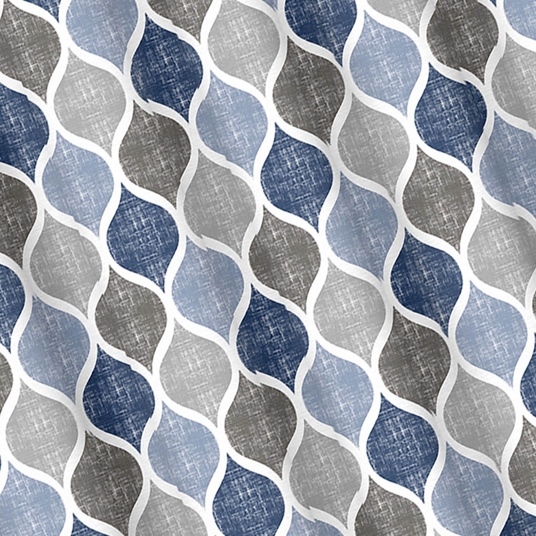 13-Piece Blue Priya Print Shower Curtain Set, 70x72