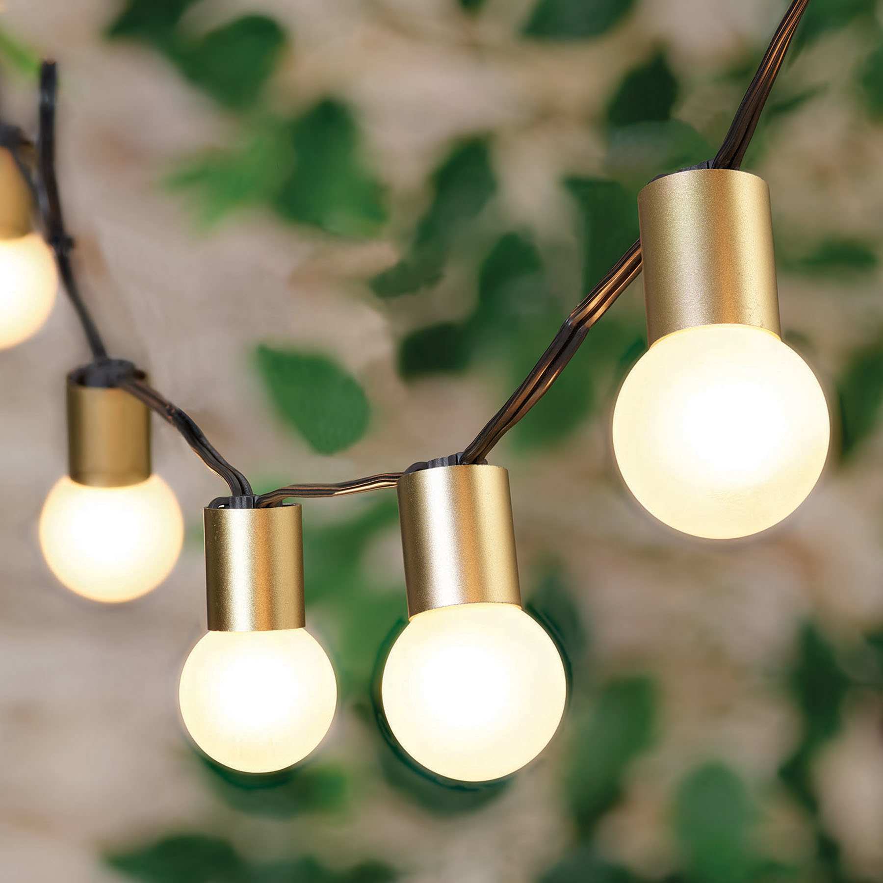 10-Count Frosted Glass Globe String Lights with Gold Base