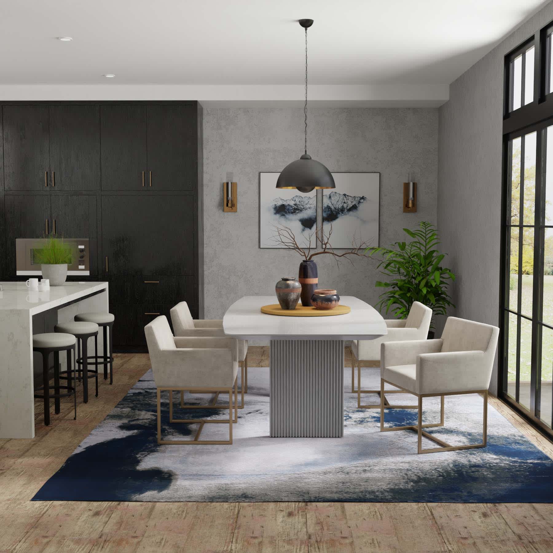 (B526) Oasis Blue Contemporary Design Area Rug, 7x10