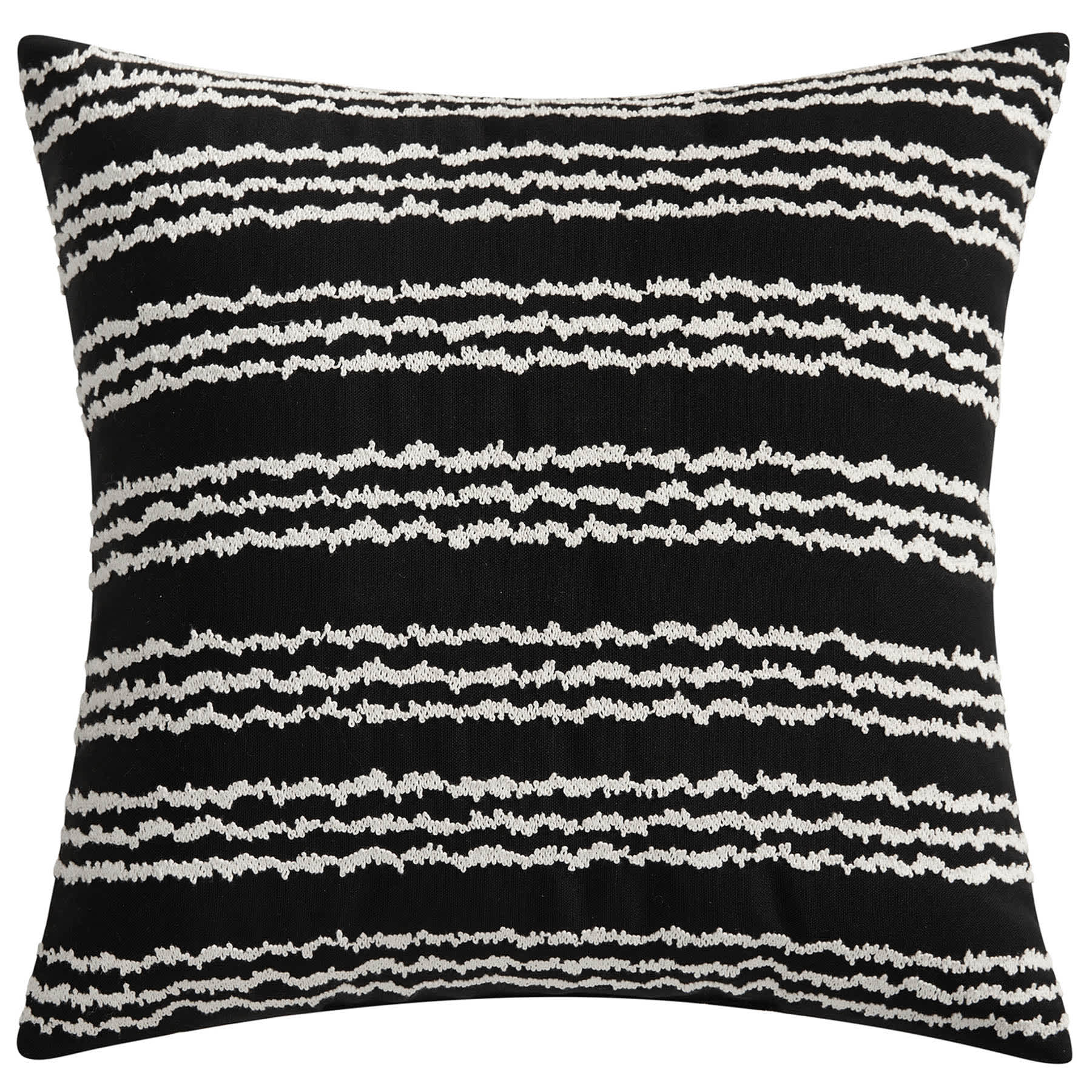 Crosby St. Black Squiggle Stripe Square Outdoor Throw Pillow, 18"