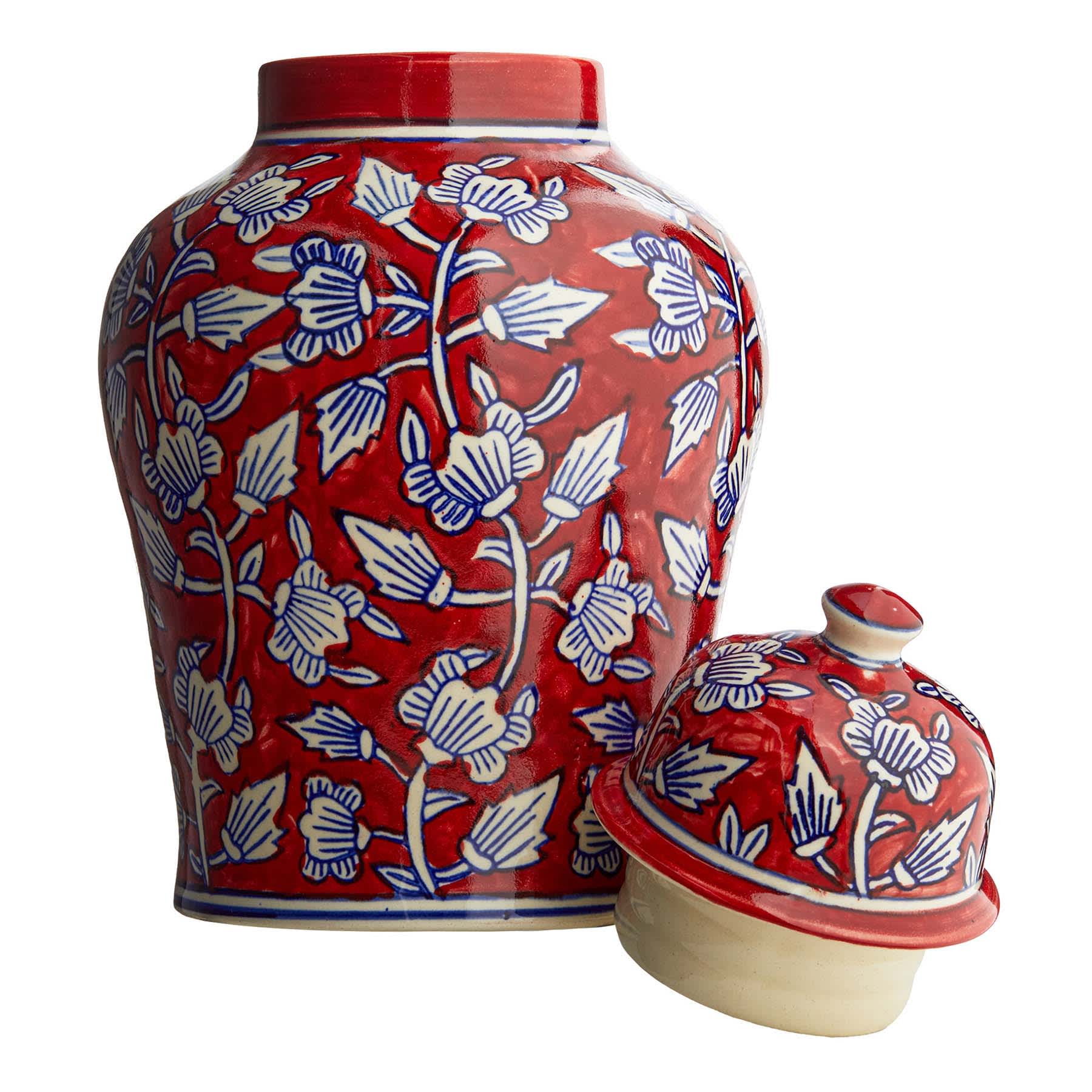 13In Red Ceramic Ginger Vase