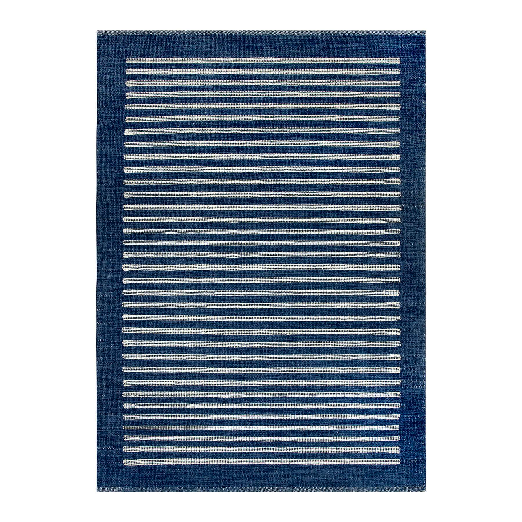 (B856) Honeybloom Roka Blue & White Striped Area Rug, 5x7