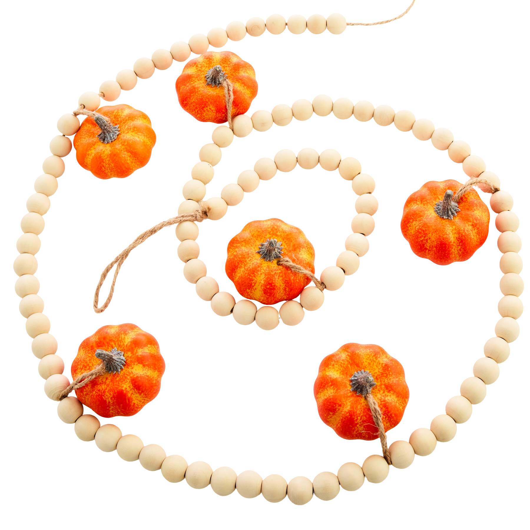 Orange Pumpkin with Wood Beads Garland