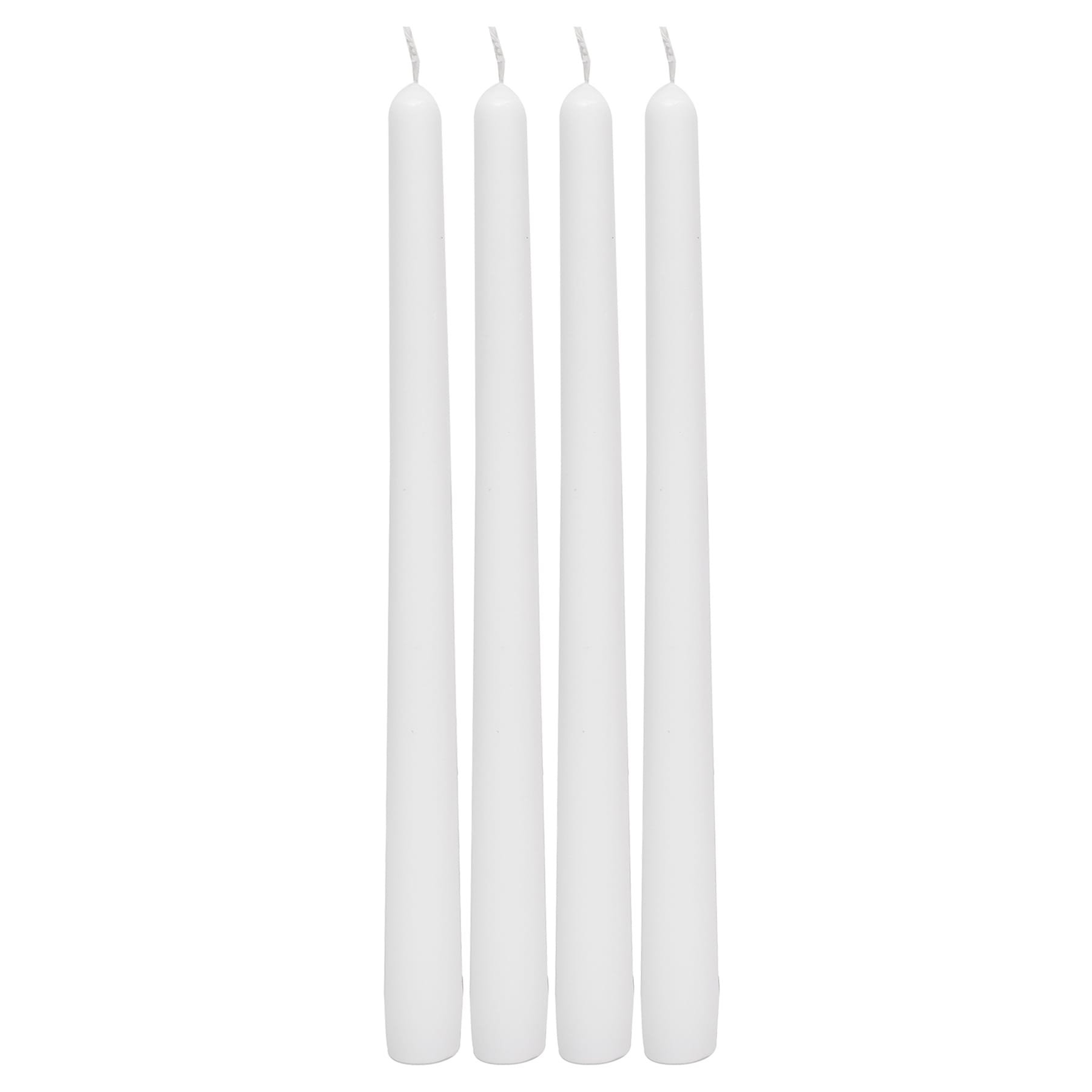 4-Pack White Unscented Overdip Taper Candles, 10"