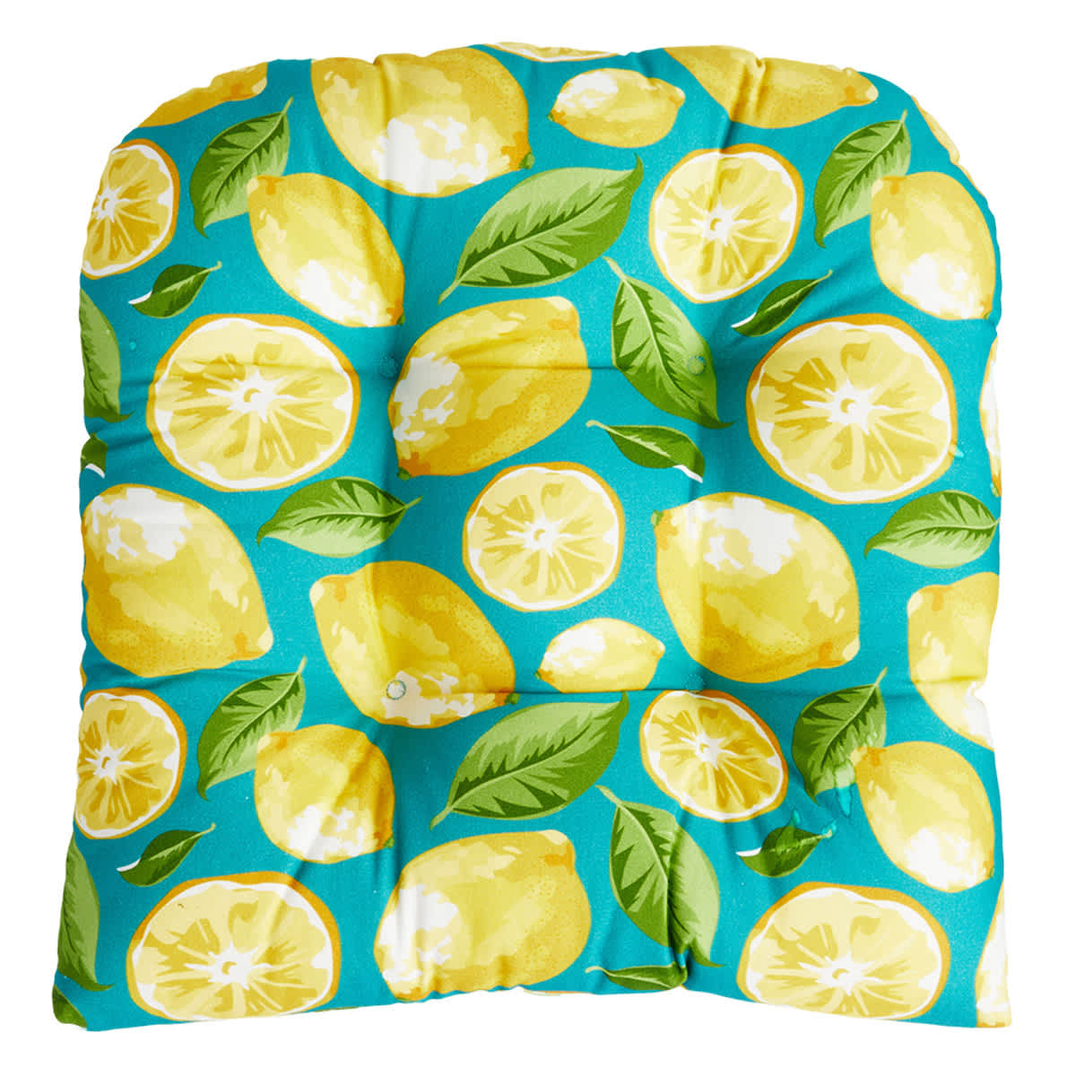 Teal & Lemon Outdoor Wicker Seat Cushion