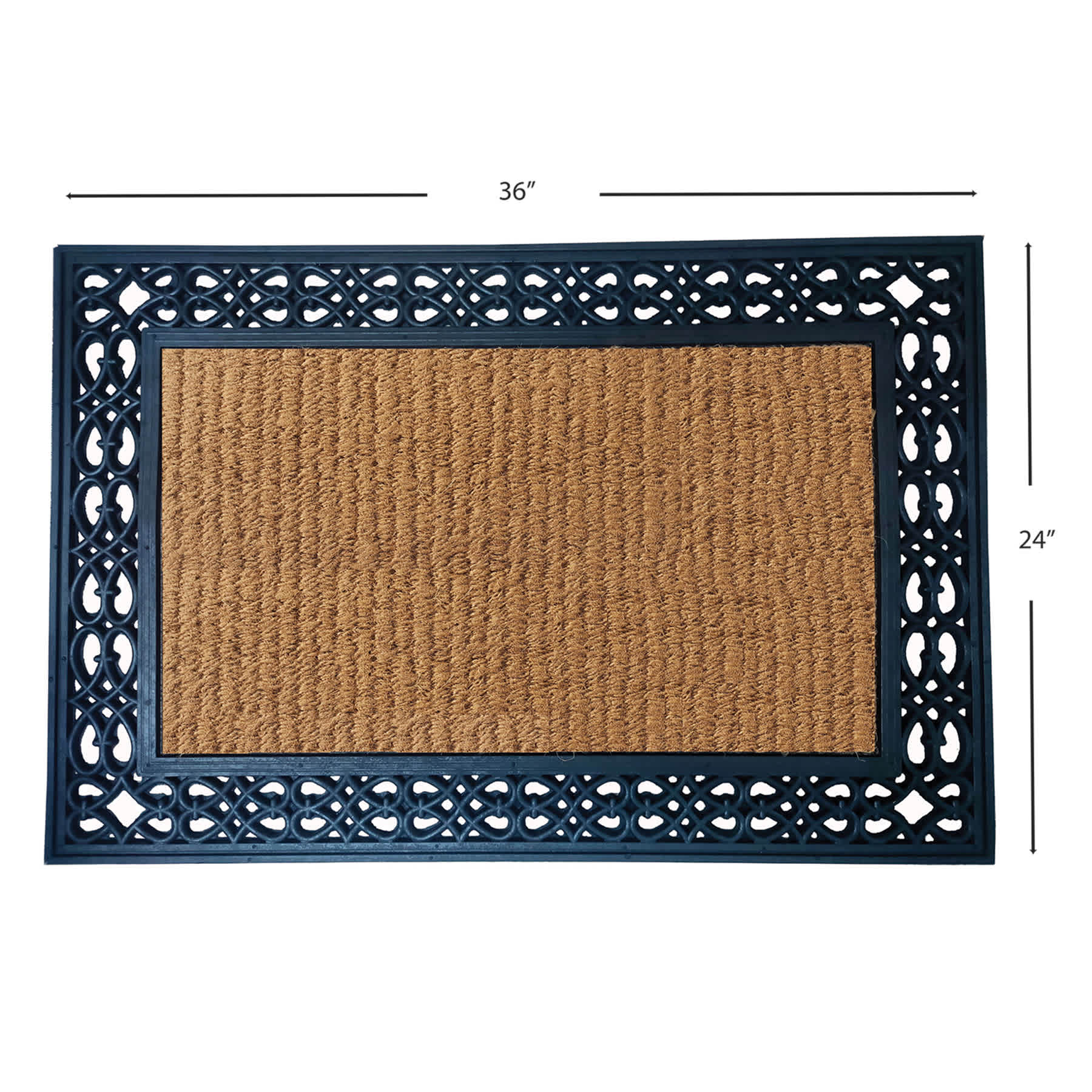 Ribbed Scroll Border Coir Mat, 24x36