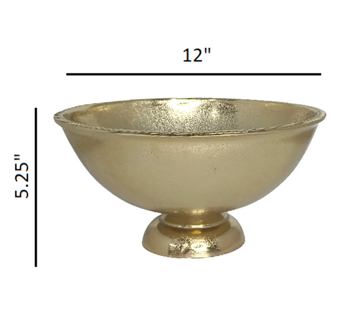 Gold Aluminum Pedestal Bowl, 12"