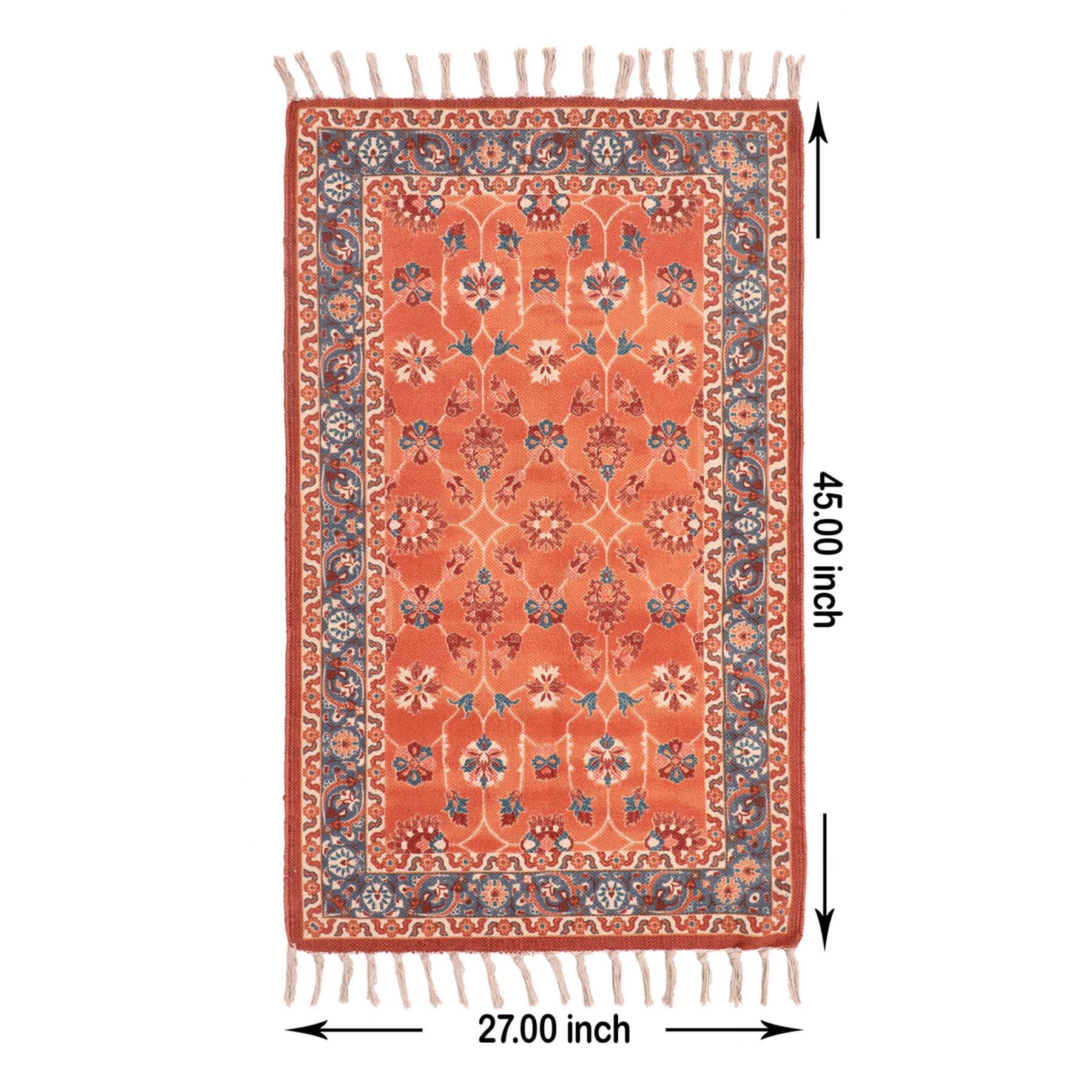 Rust Traditional Border Embroidered Accent Rug, 27x45