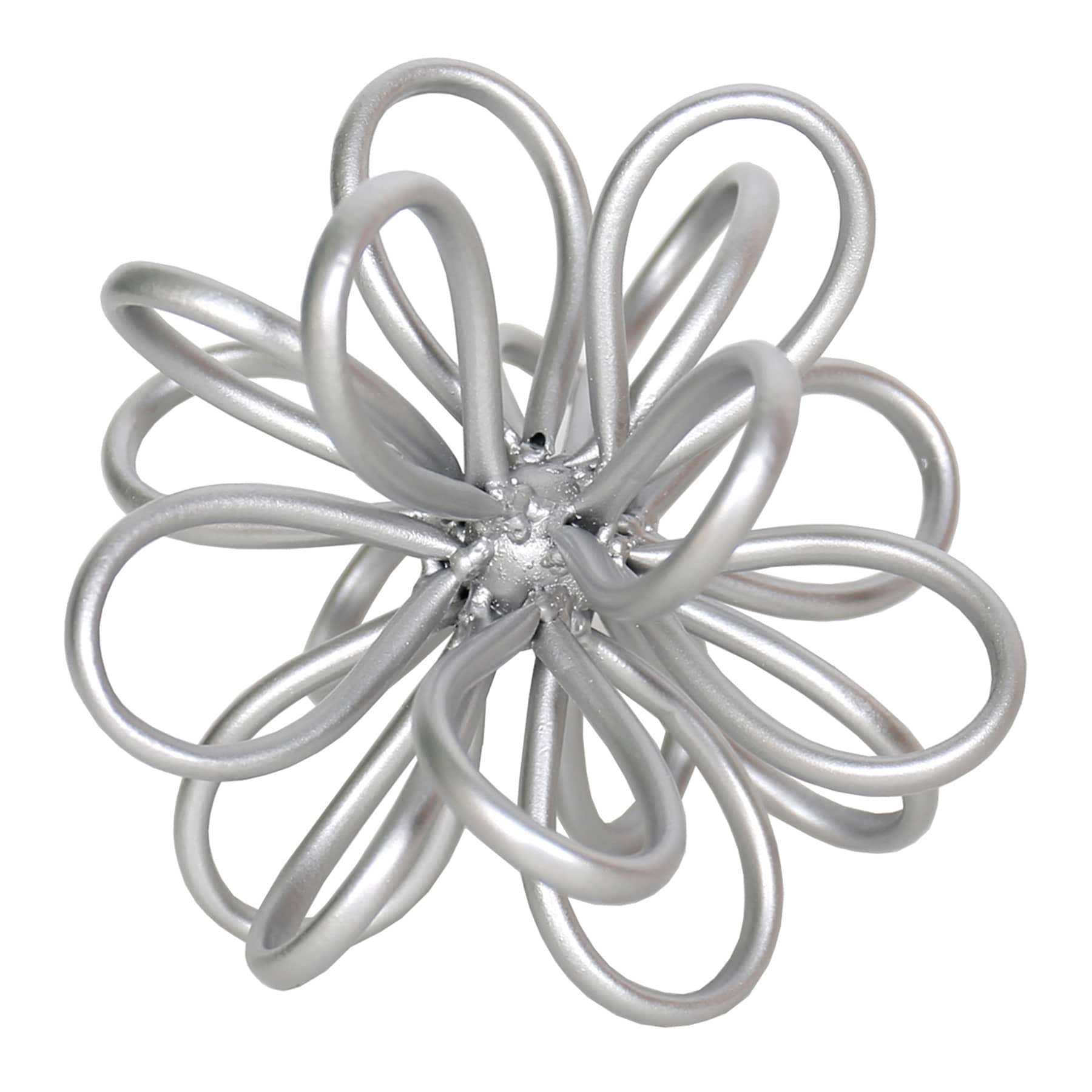 Silver Metal Loop Flower Figurine, 5x6