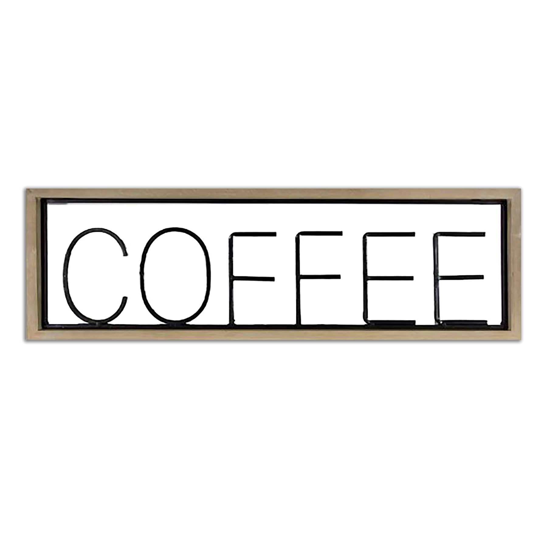 Coffee Metal & Wood Framed Wall Sign, 8x24
