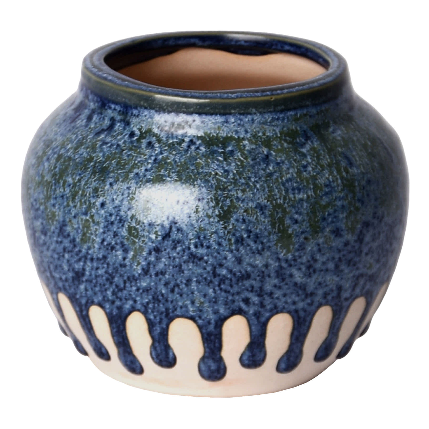 Ty Pennington Blue Reactive Glaze Drip Ceramic Vase, 5"