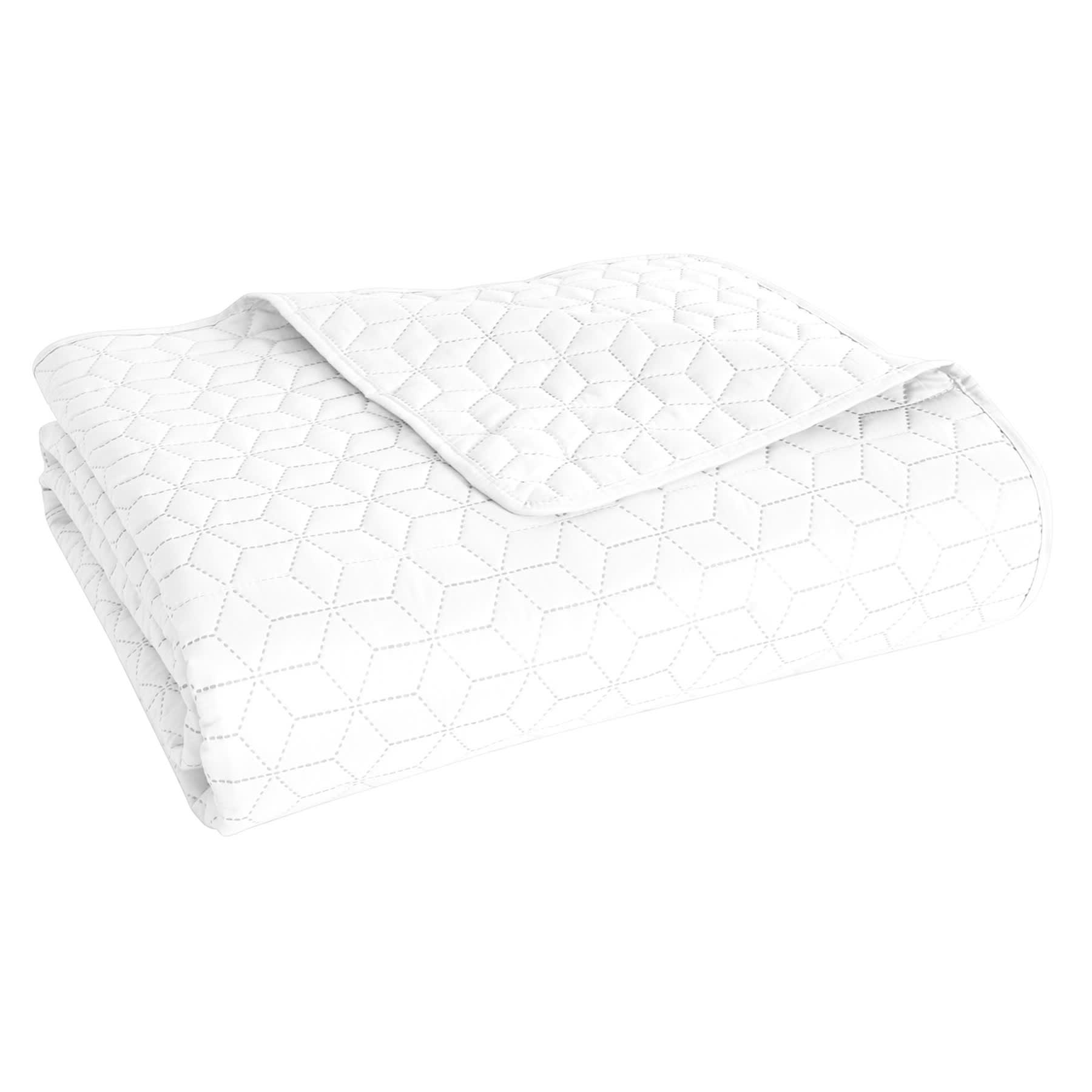 White Geometric Pinsonic Quilt, King