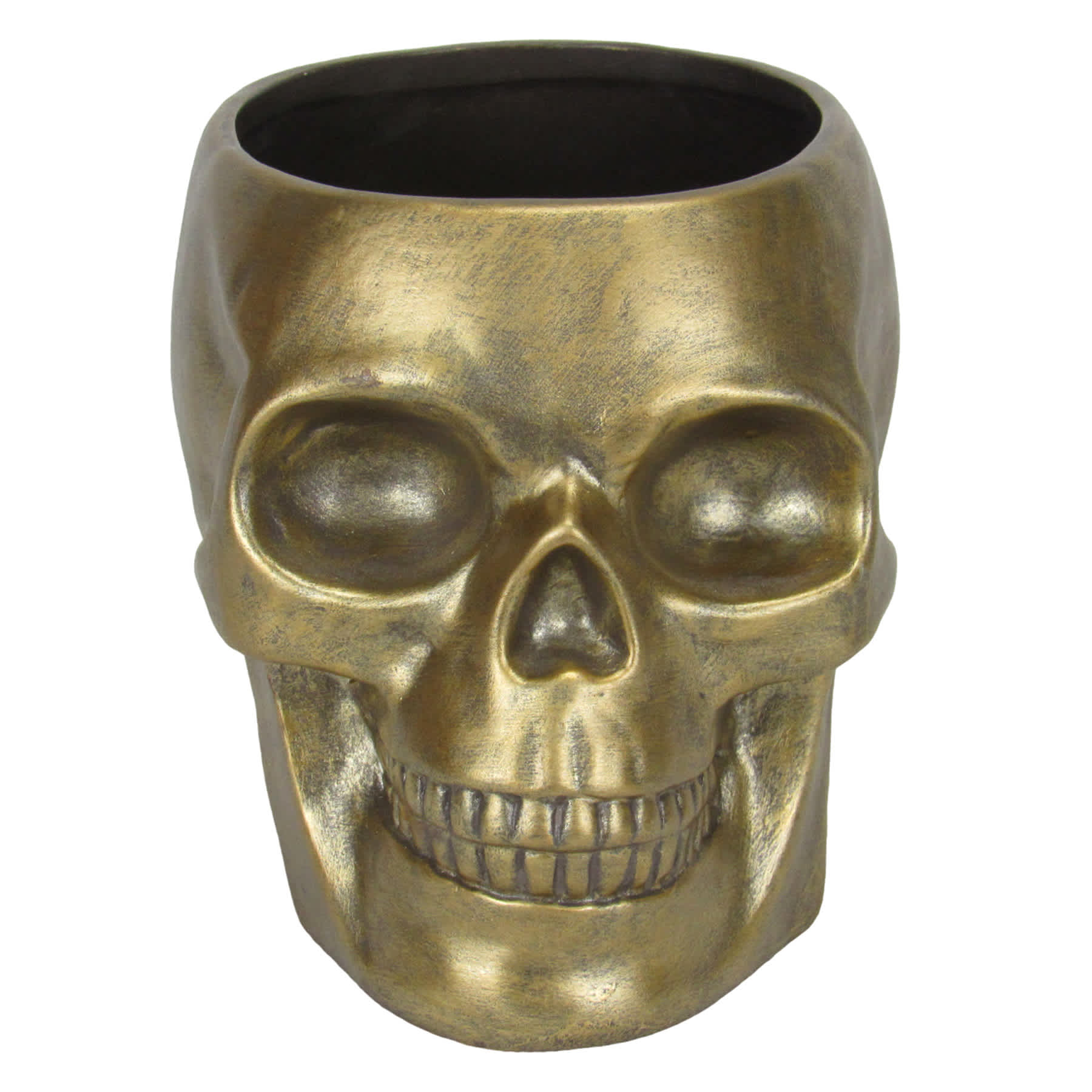 Spellbound Gold Skull Ceramic Planter, 7"