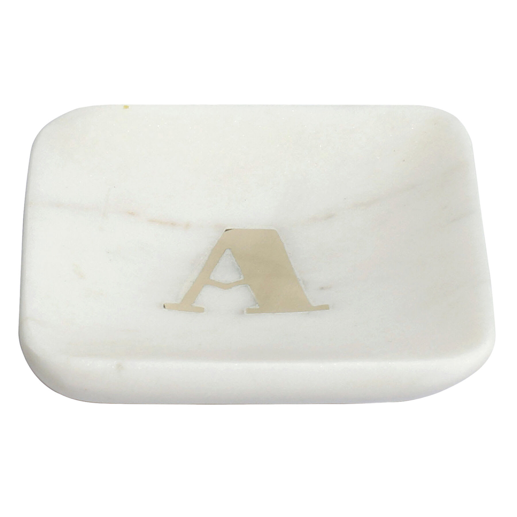 White Marbled Monogram Trinket Tray, A