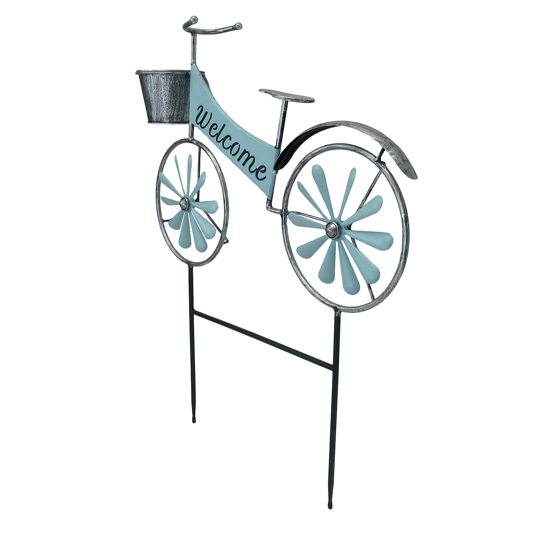 Blue Metal Bike Yard Stake, 27"