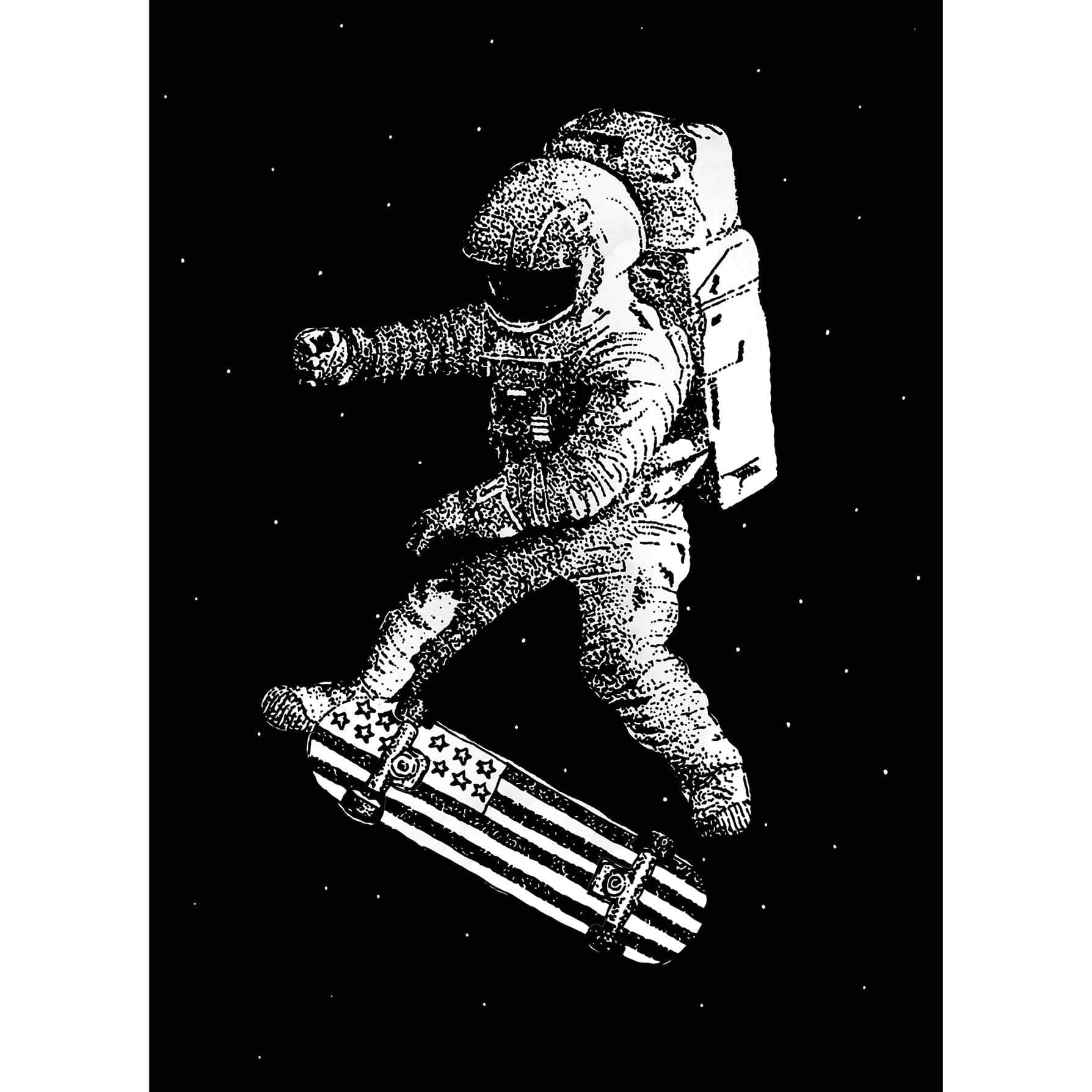 USA Astronaut Skateboard Canvas Wall Art, 12x16