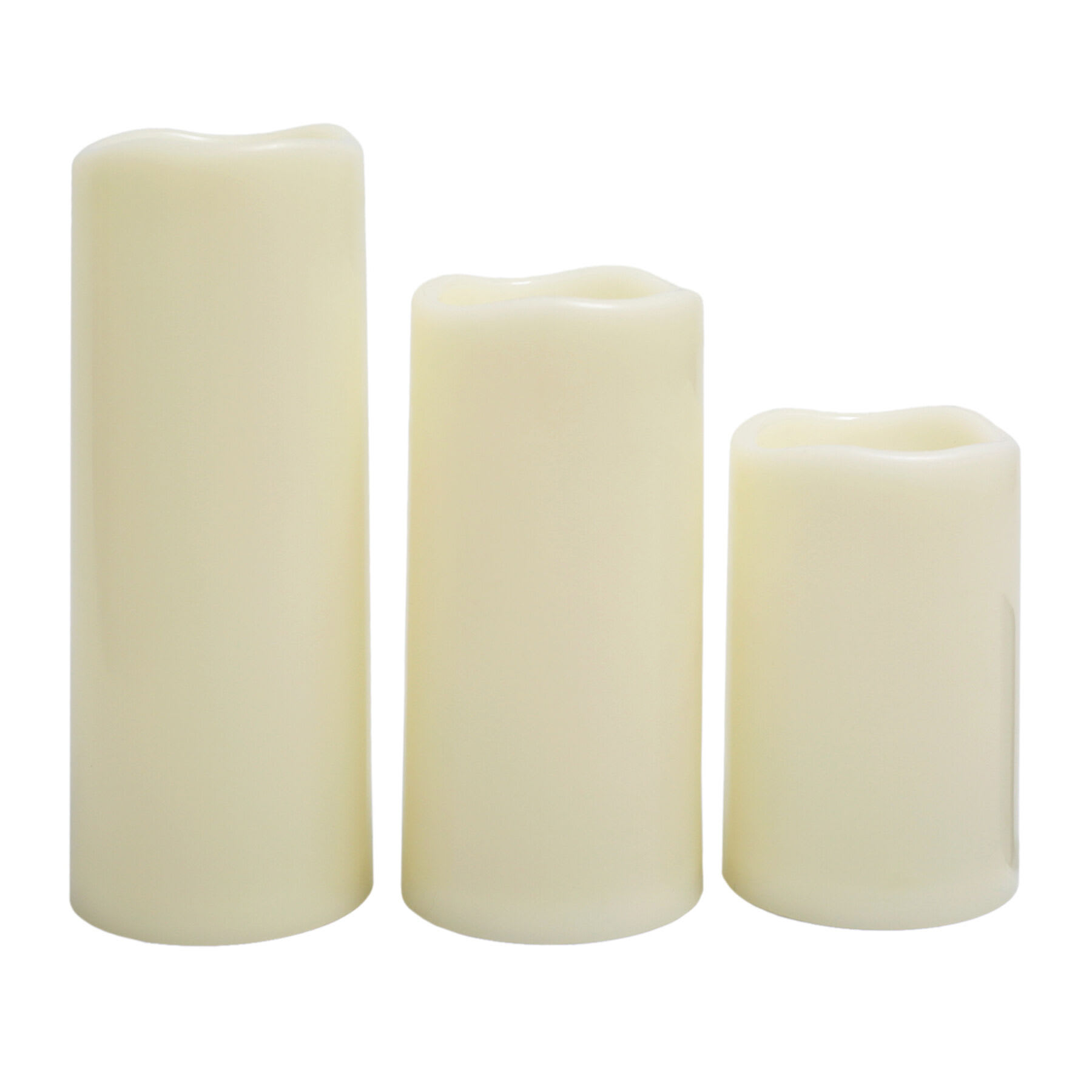 Set of 3 Ivory LED Pillar Candles, 6"