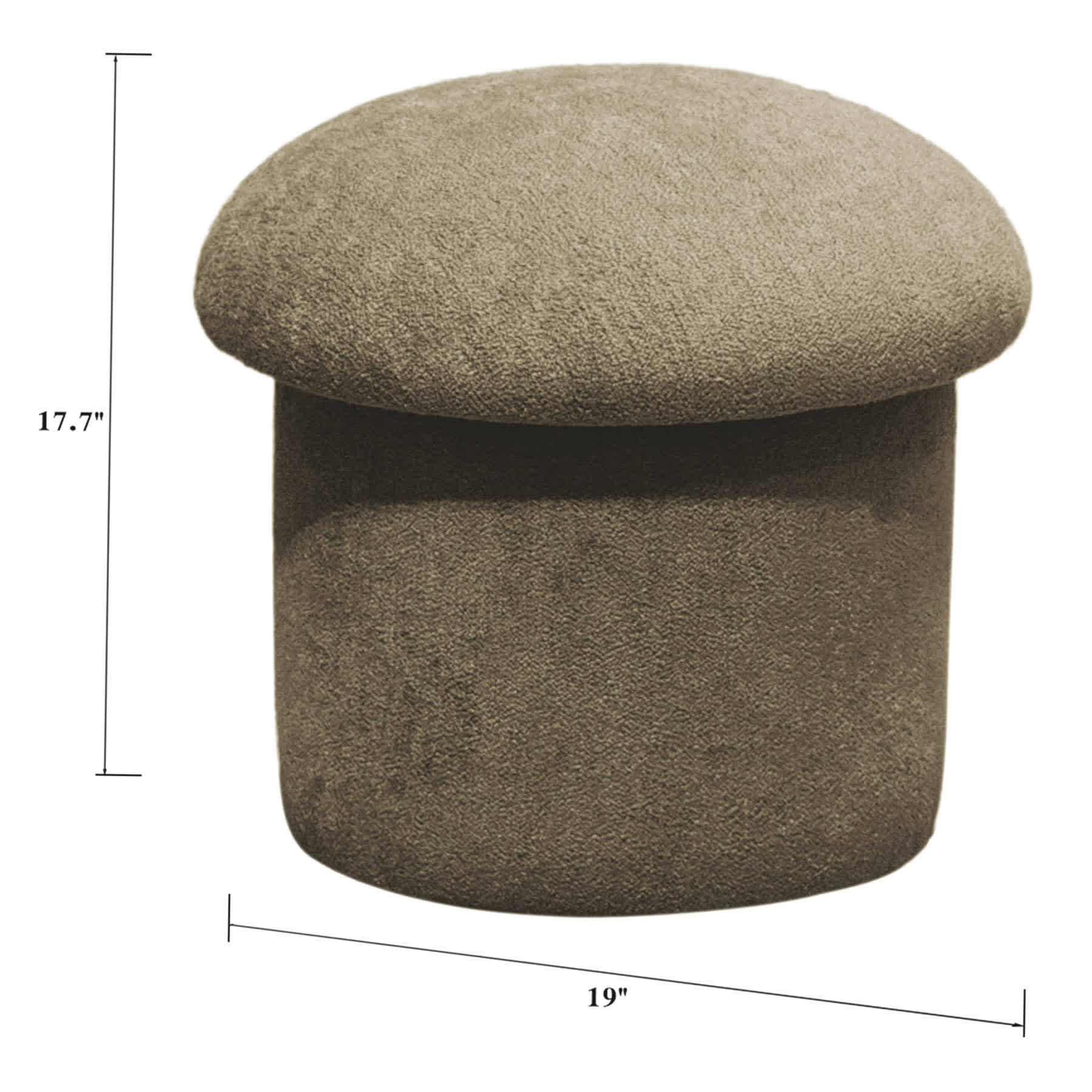 Mushroom Storage Ottoman, Taupe