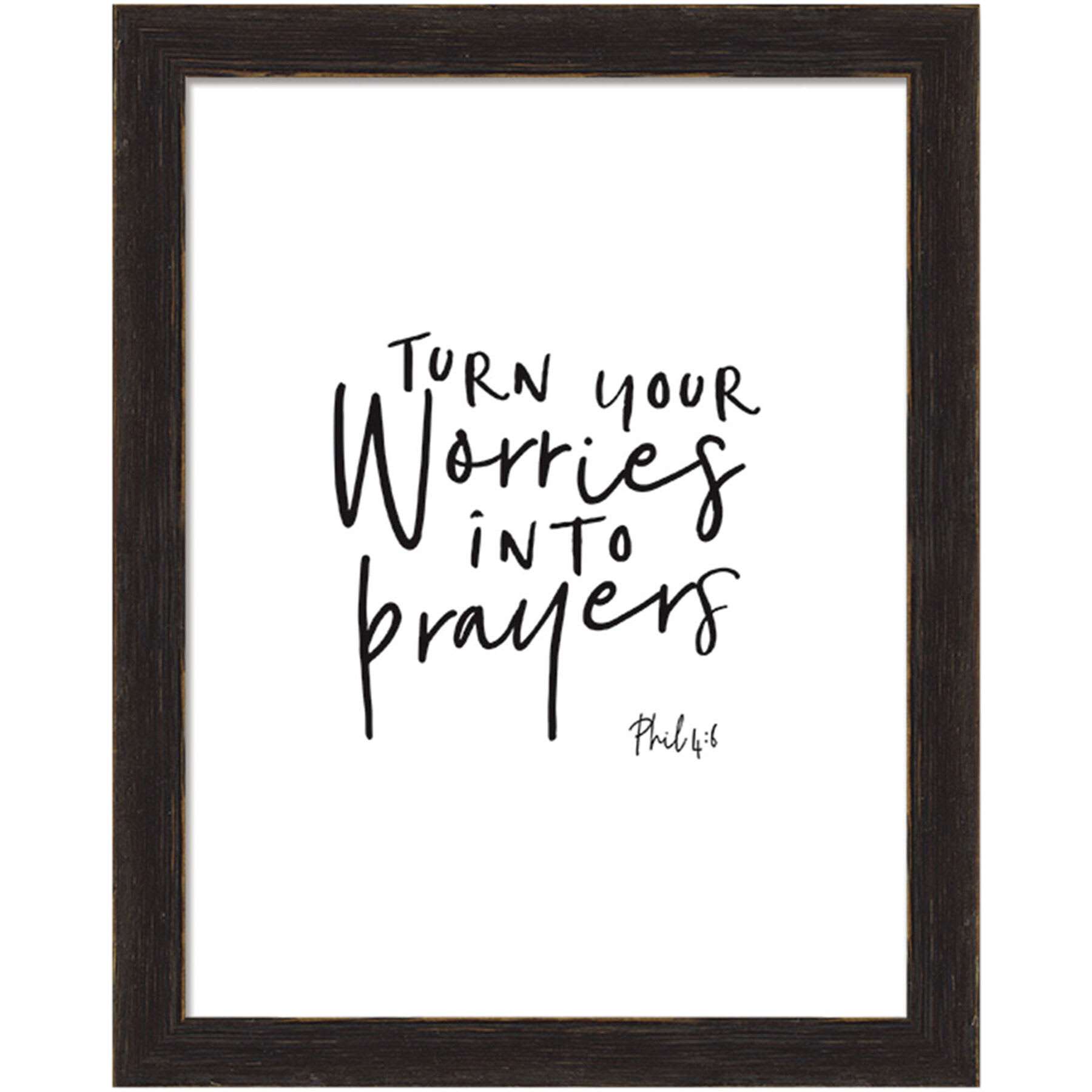 Glass Framed Turn Your Worries Into Prayers Wall Sign, 8x10