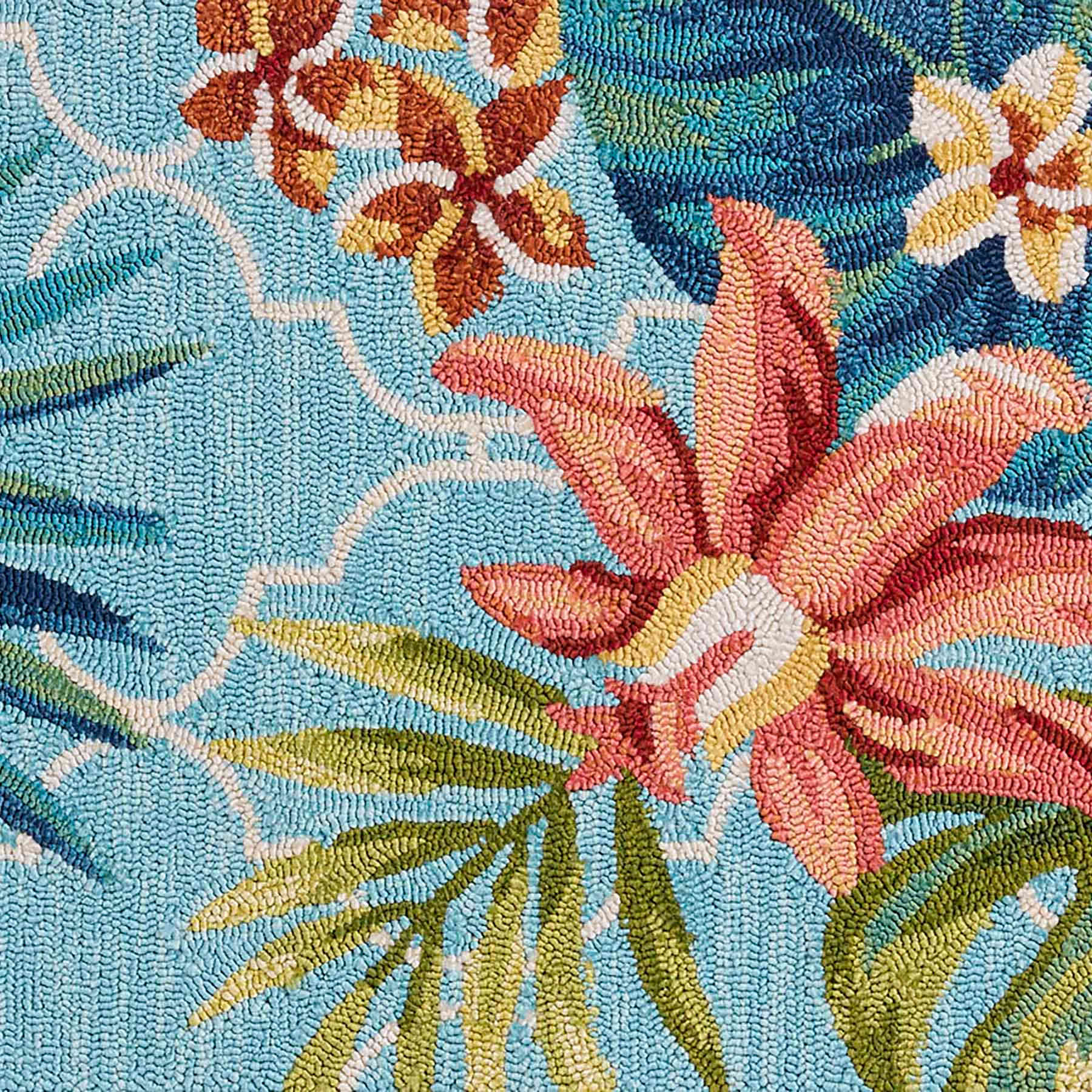 (E227) Santa Monica Aqua Floral Trellis Runner, 2x10