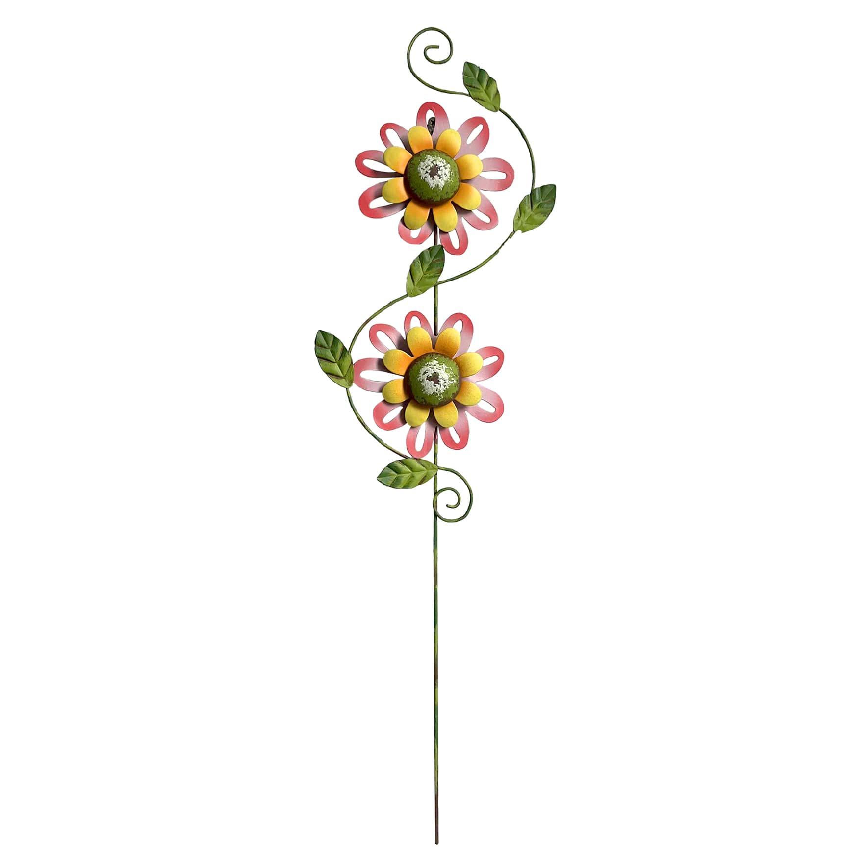 Pink Flower Yard Pick, 8"
