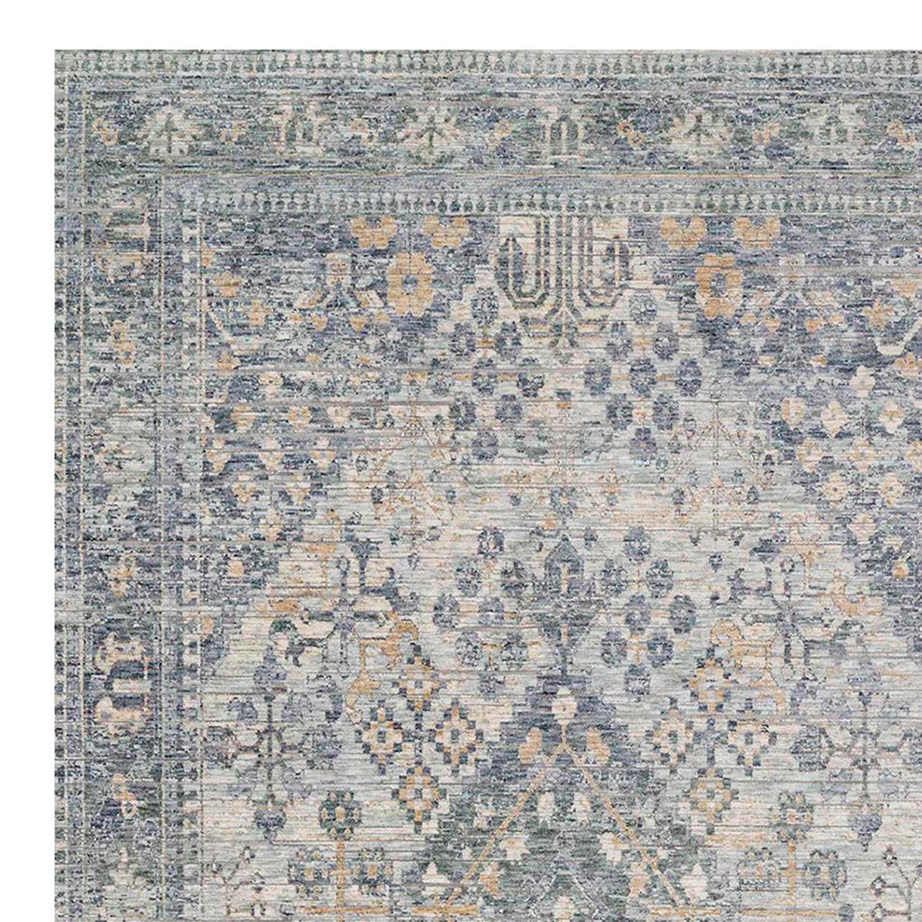 (A436) Honeybloom Penelope Grey Diamond Distressed Look Area Rug, 8x10
