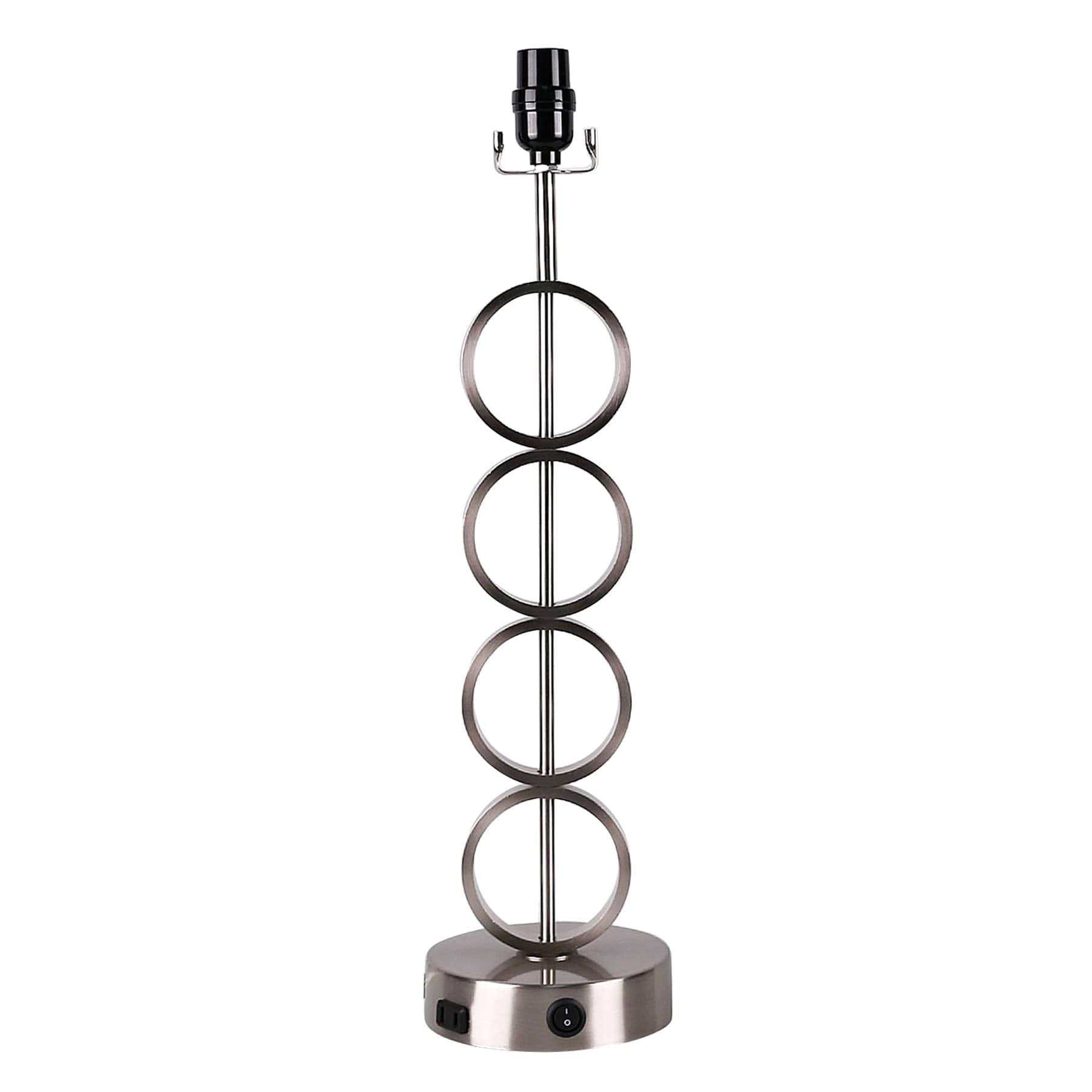 Silver Metal Stack Orb USB Large Table Lamp Base, 23"