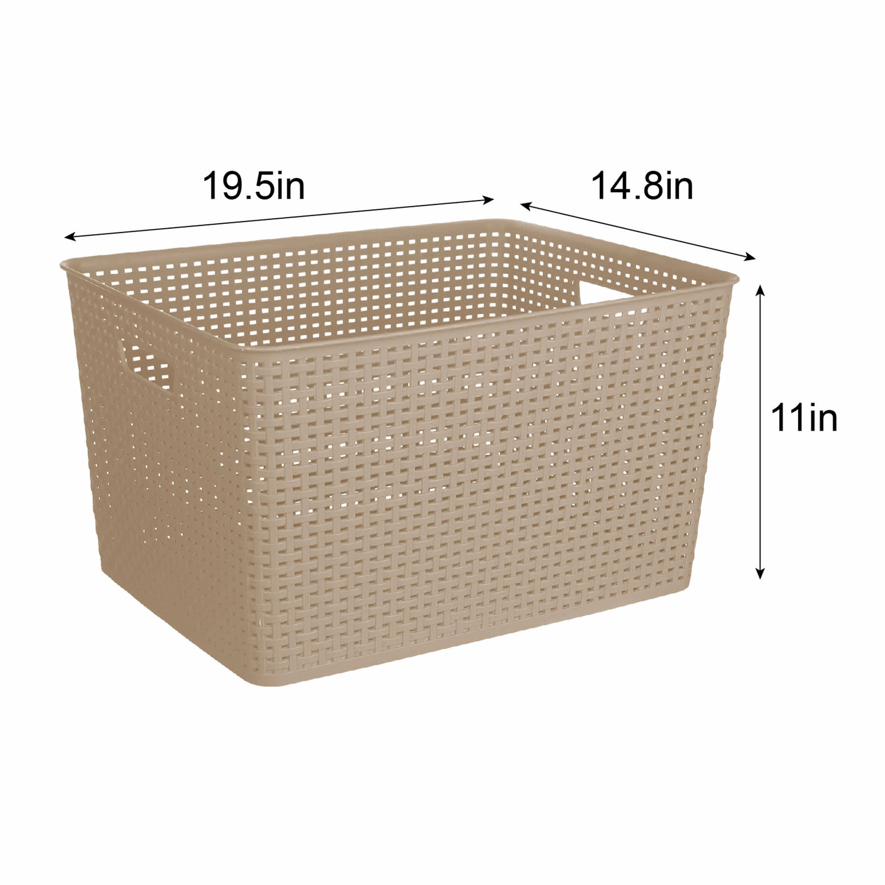 Dark Beige Rectangle Crossover Weave Storage Basket XX-Large