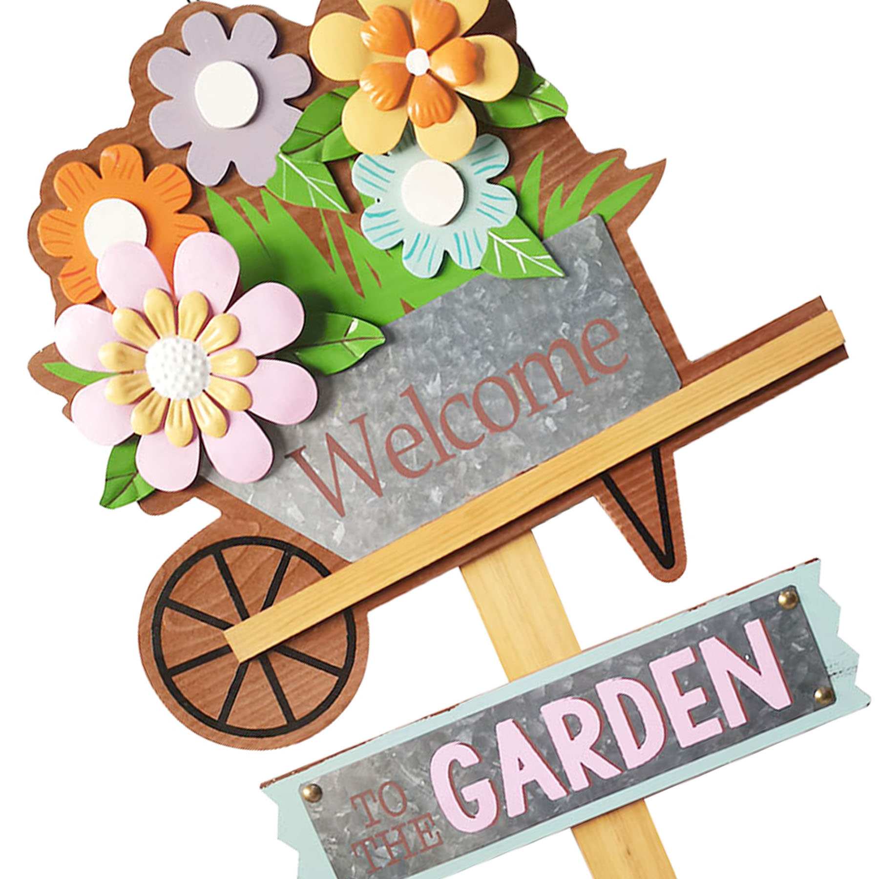 Flower Cart Yard Stake, 36"