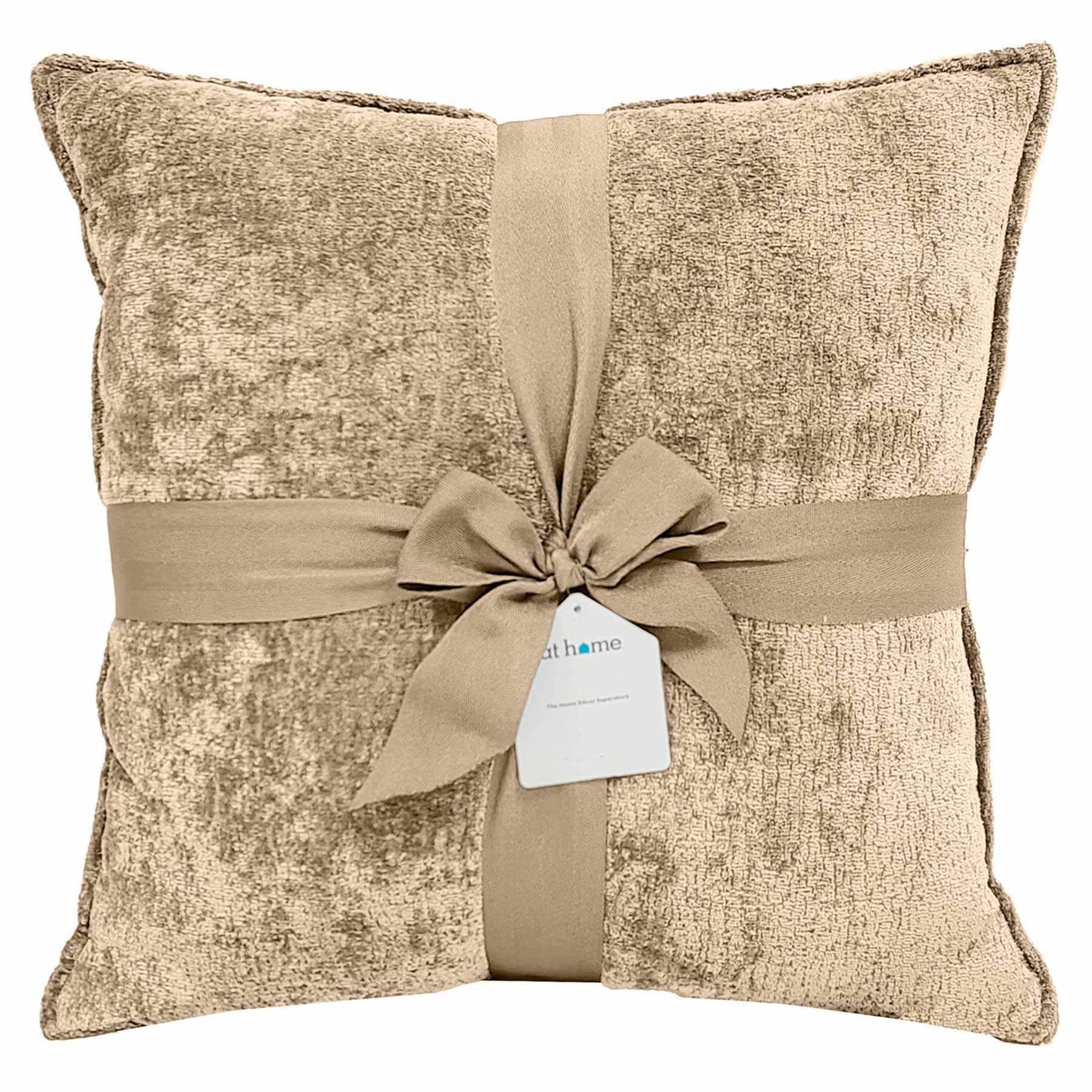 2-Pack Beige Textured Chenille Throw Pillows, 18"