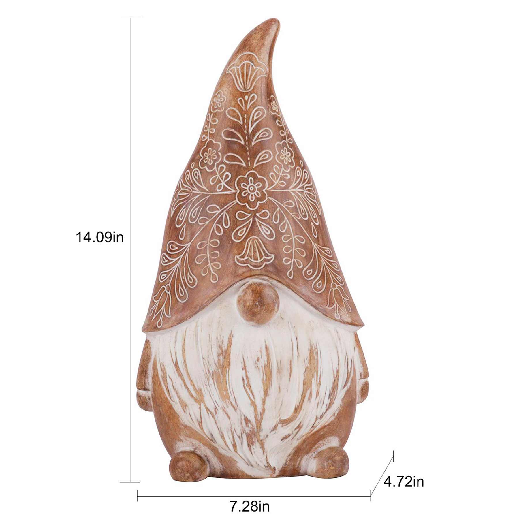 Honeybloom Floral Gnome Outdoor Garden Statue, 14"