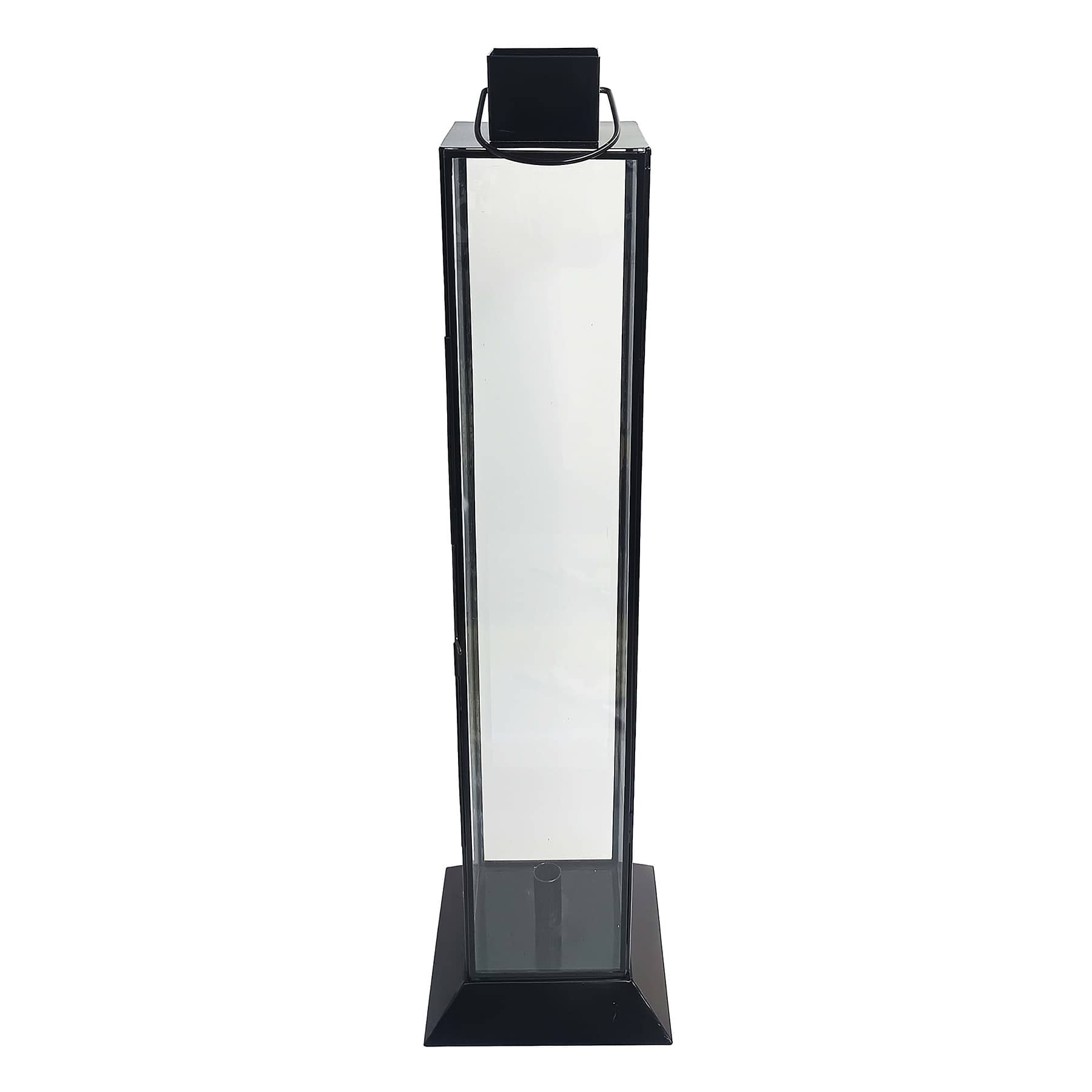 Black Metal Taper Candle Lantern with Glass, 30"