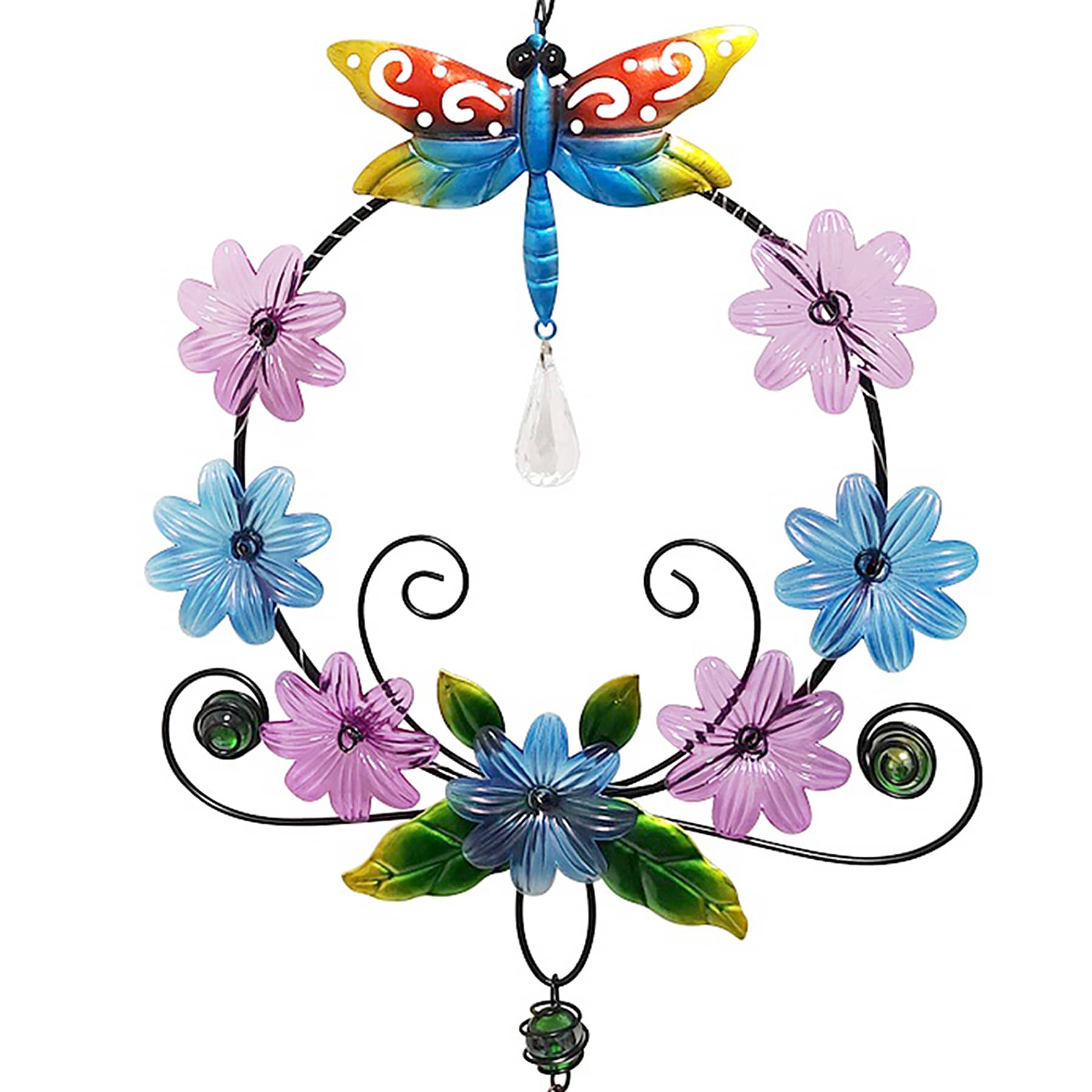 Dragonfly Crystal Garden Bell Hanger, 25.5"
