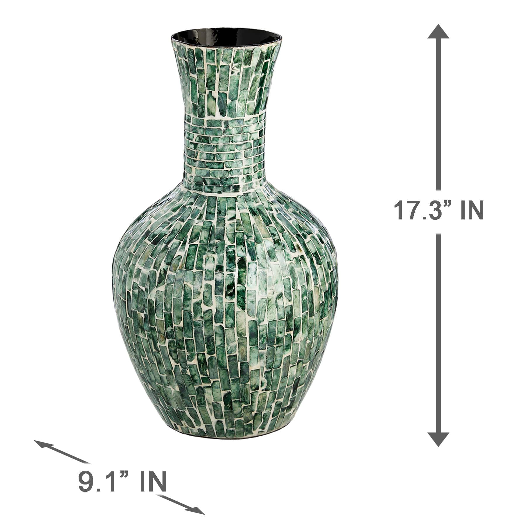 Found & Fable Green Capiz Vase, 17"