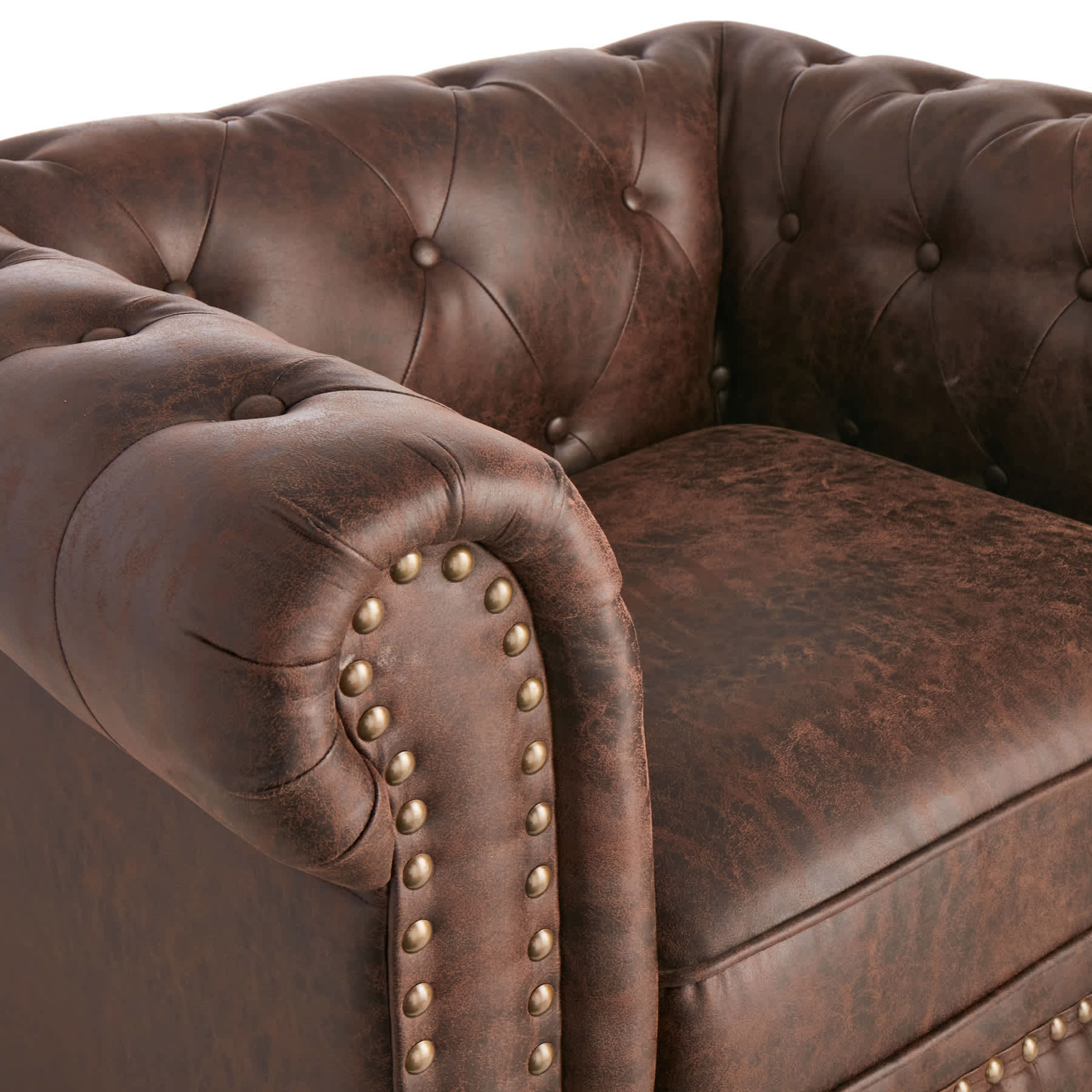 Providence Chesterfield Brown Faux Leather Tufted Accent Chair