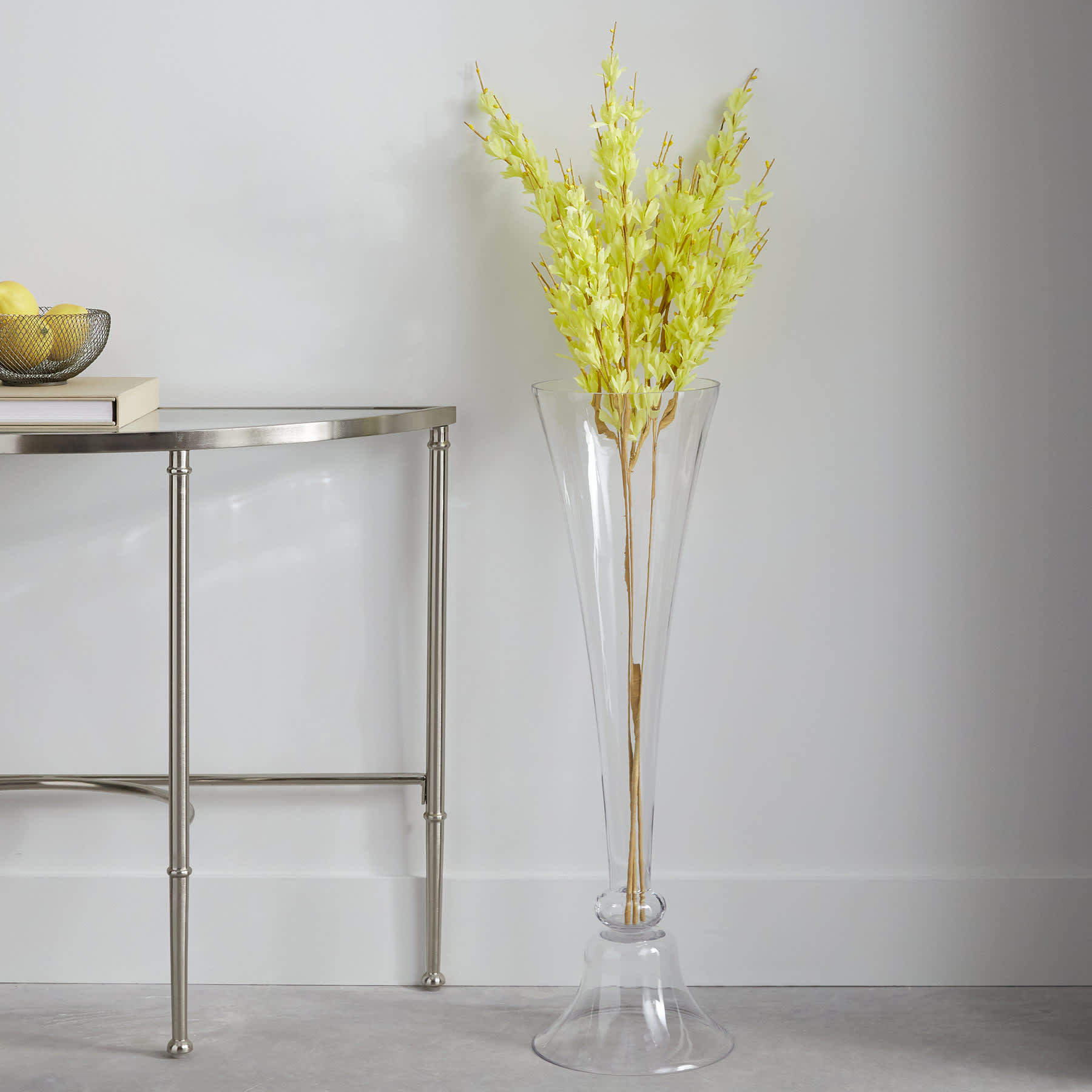 Willow Crossley Clear Glass Trumpet Vase, 32"