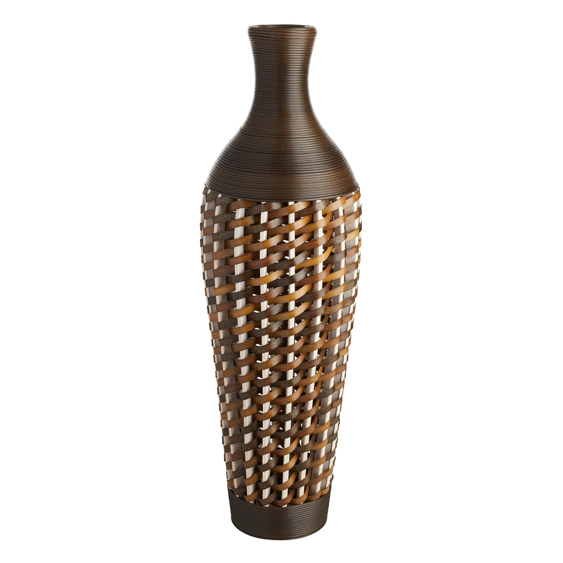 Brown Woven Bottle Floor Vase, 40"