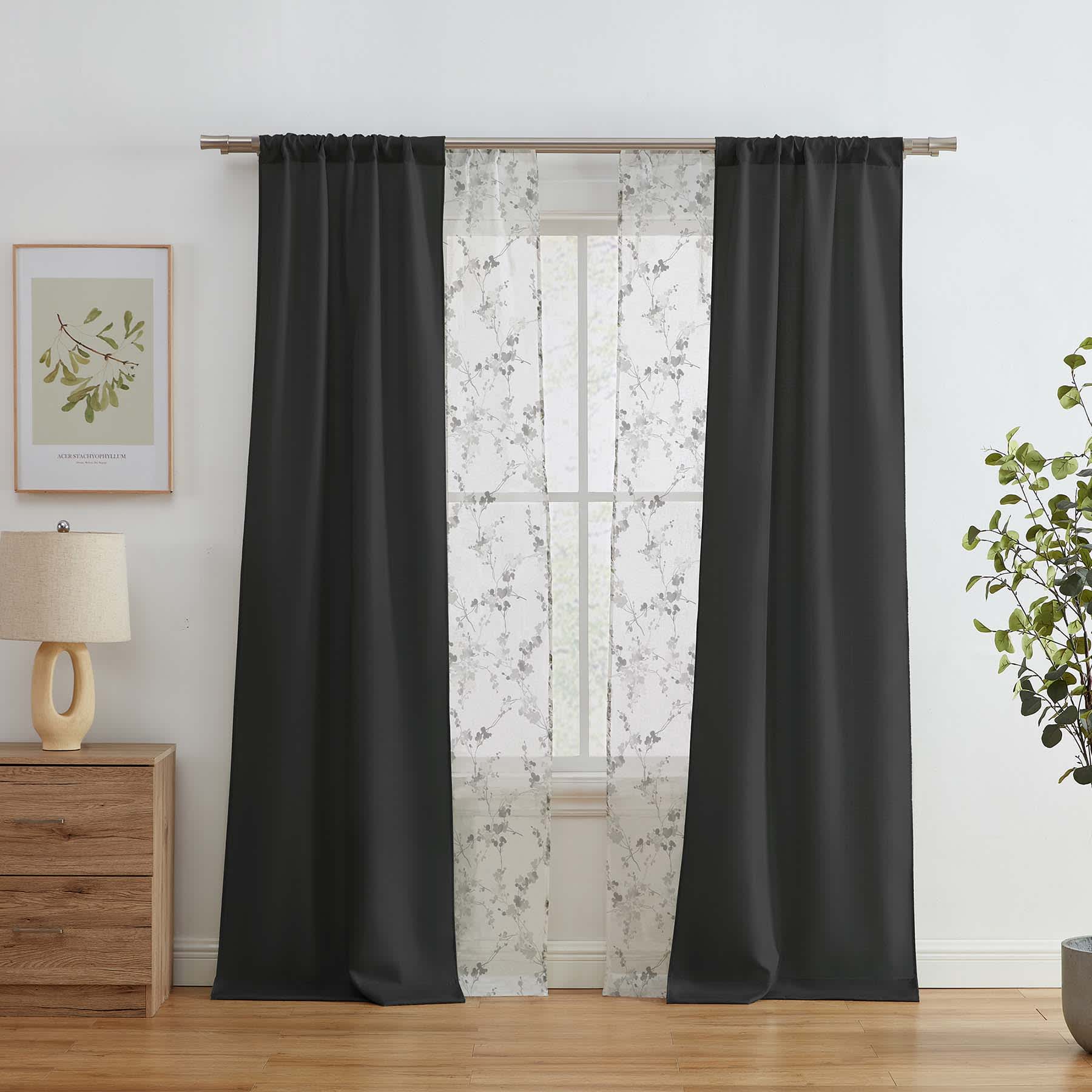 4-Pack Ryder & Greenwood Black Light Filtering Curtain Panels, 84"