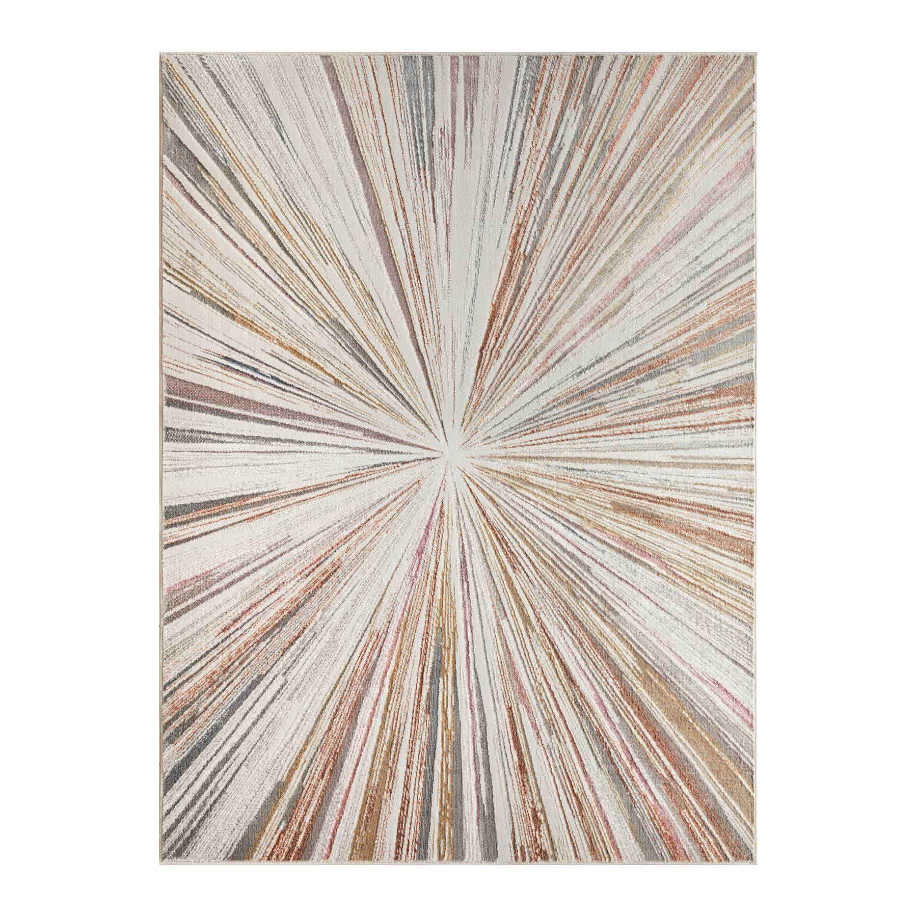 (B872) Crestline Neutral & Grey Abstract Burst Area Rug, 8x10
