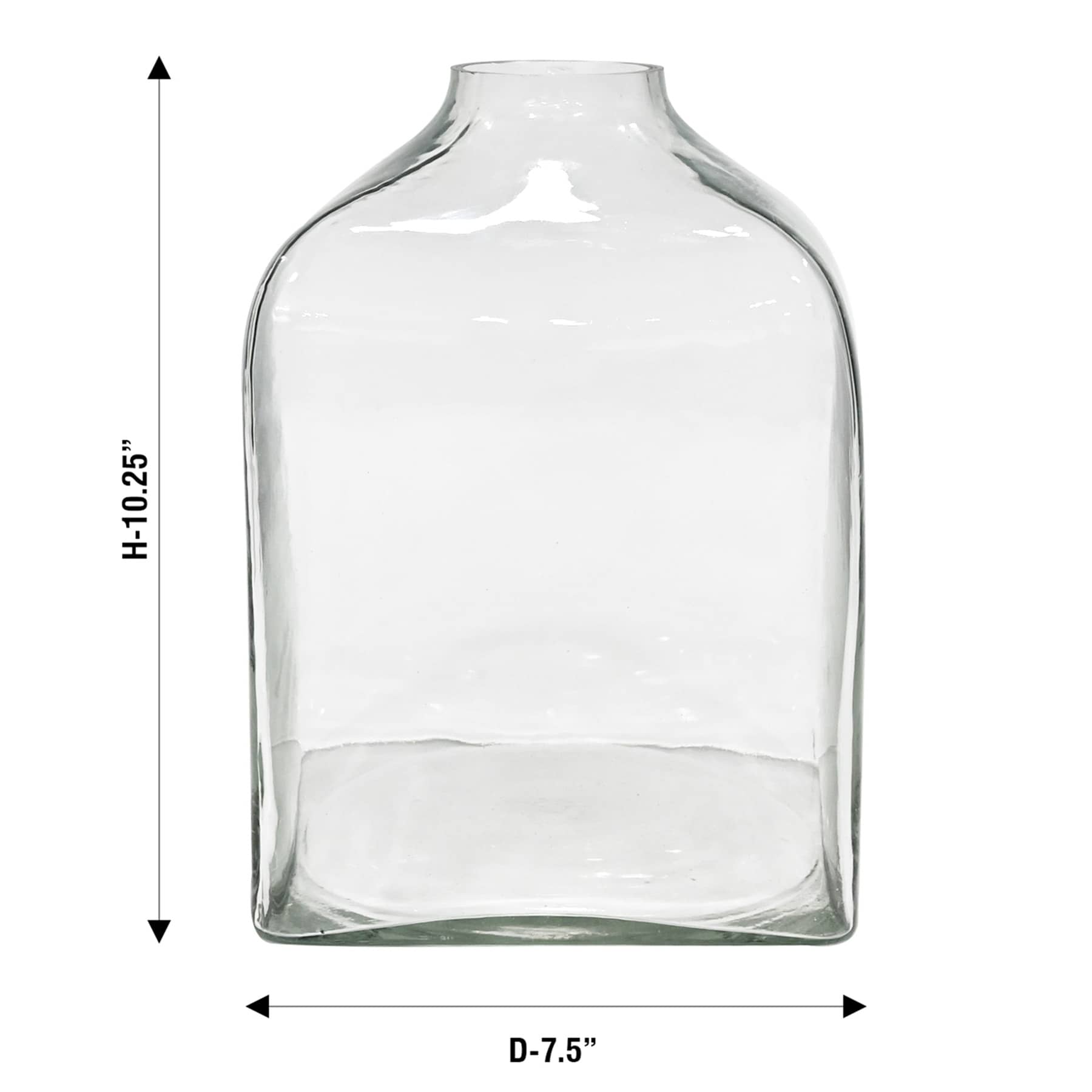 Clear Square Glass Vase, 7.5x10.25