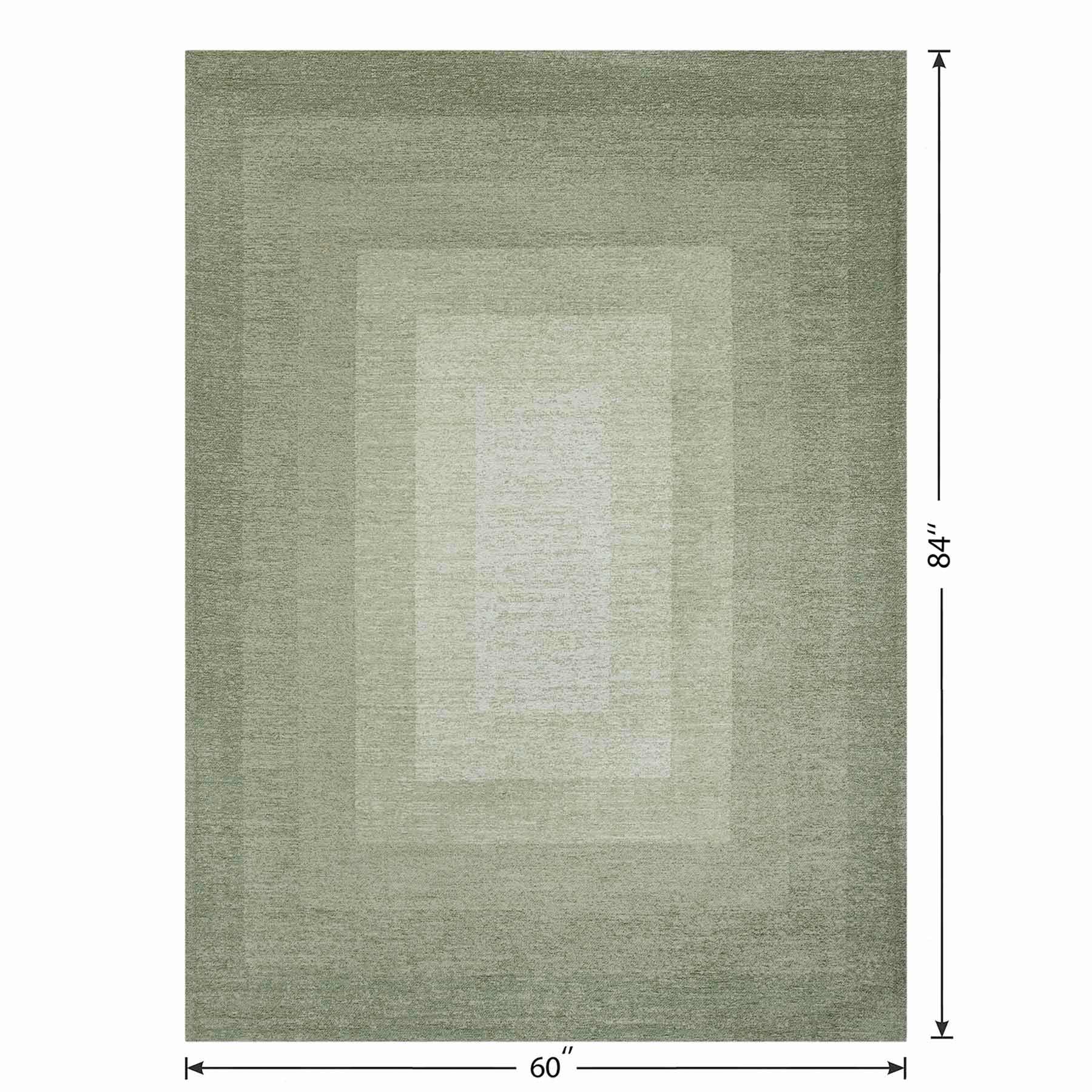 (B893) Green Ombre Flatweave Area Rug, 5x7