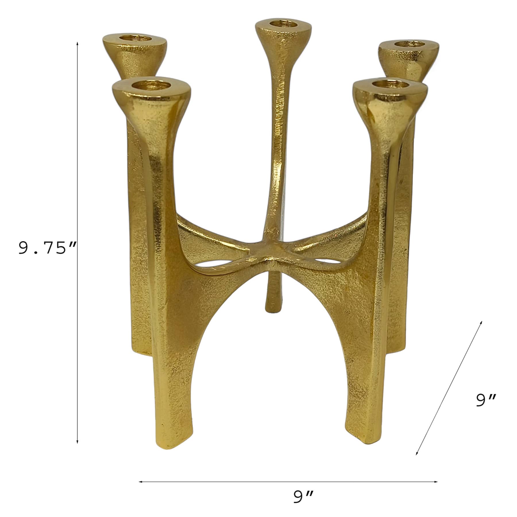 5-Taper Gold Metal Round Taper Candle Holder, 9"