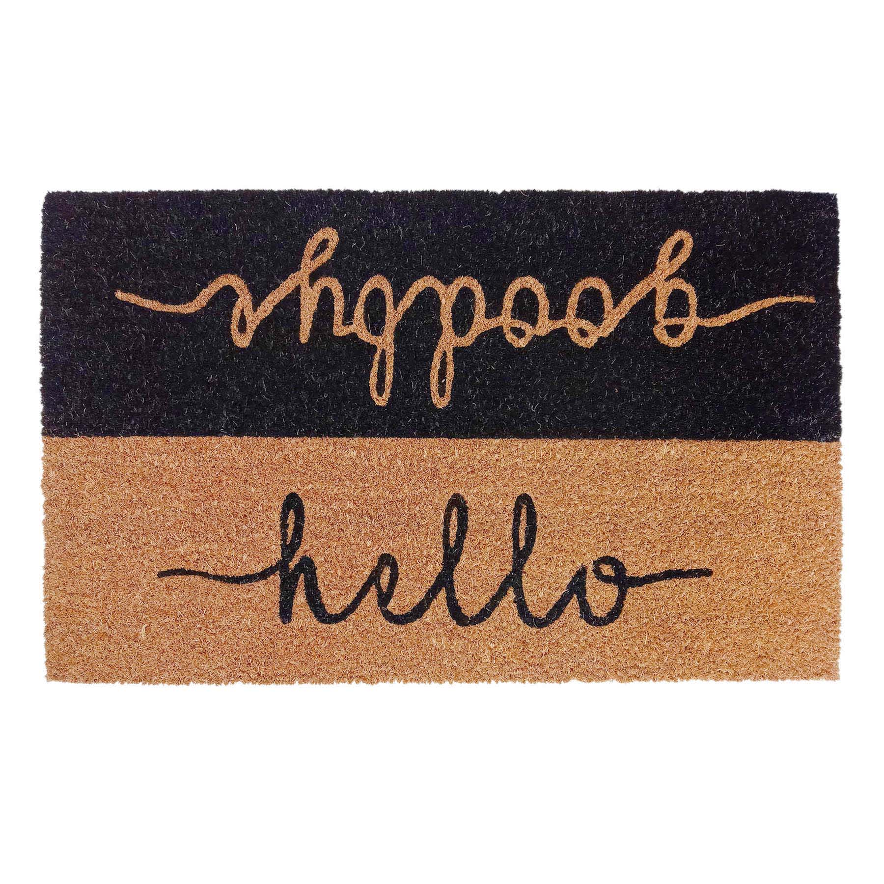 Crosby St. Black Hello Goodbye Coir Mat, 18x30