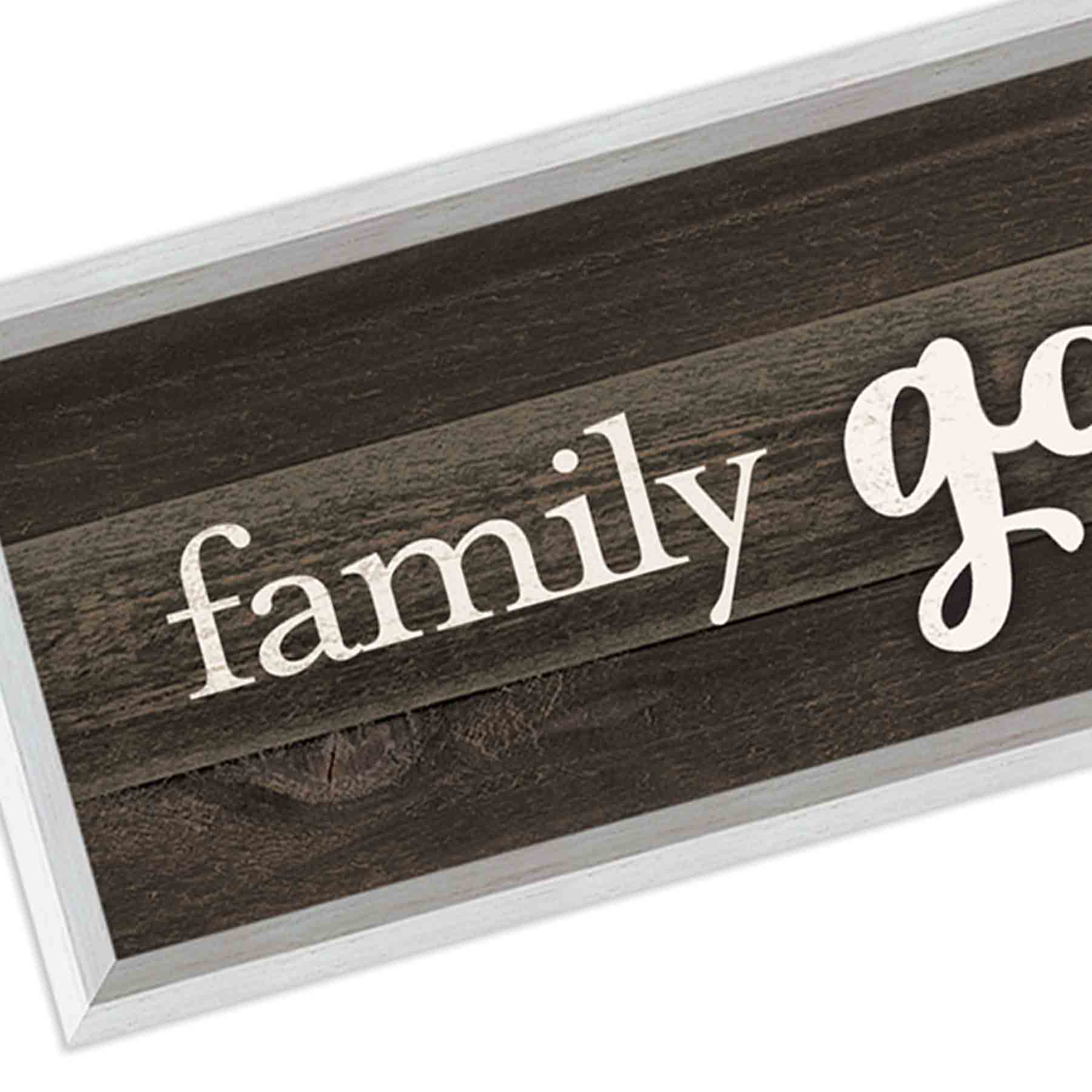Framed Family Gathers Here Wall Sign, 8x30