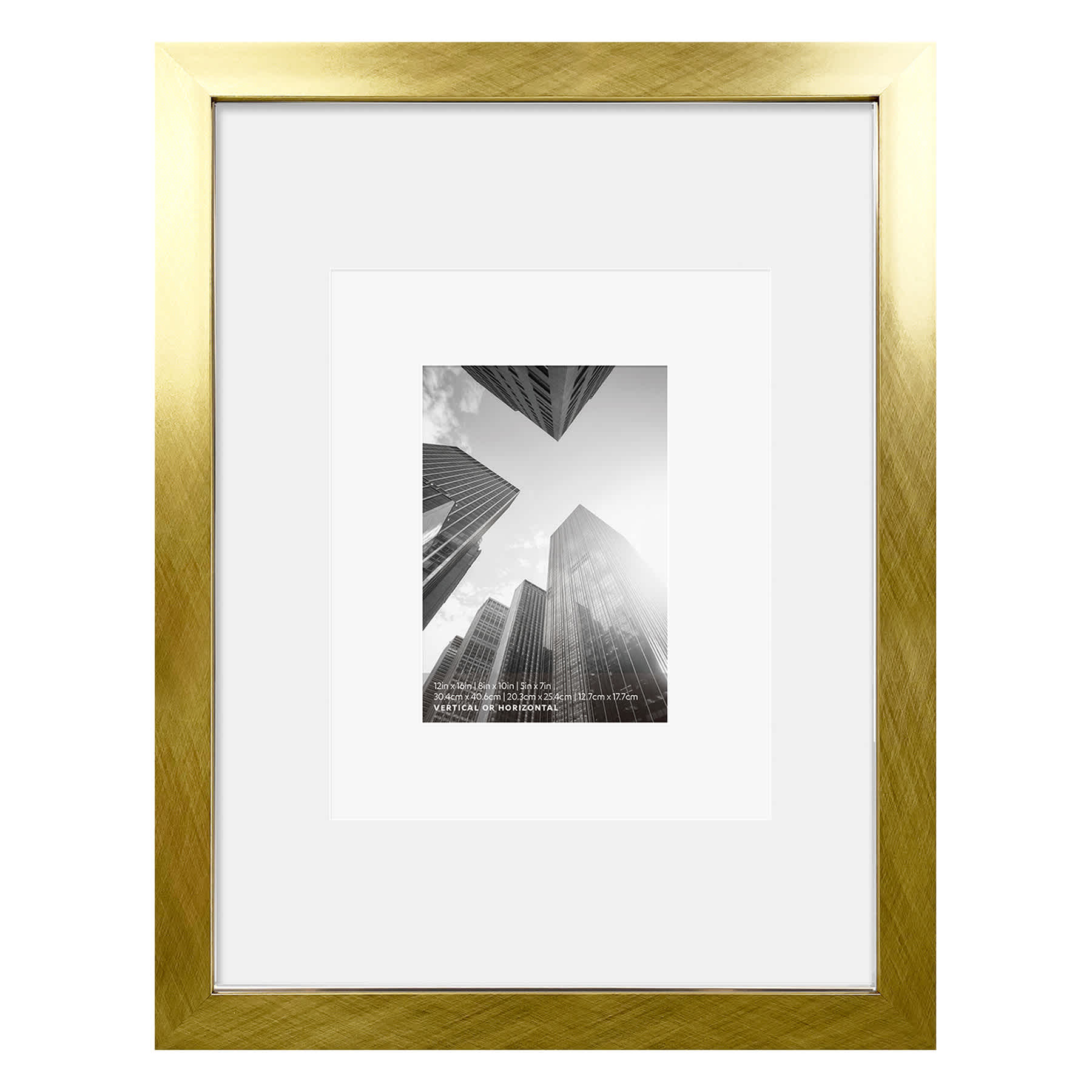 12x16 Gold Wide Matted to 8x10 & 5x7 Wall Frame